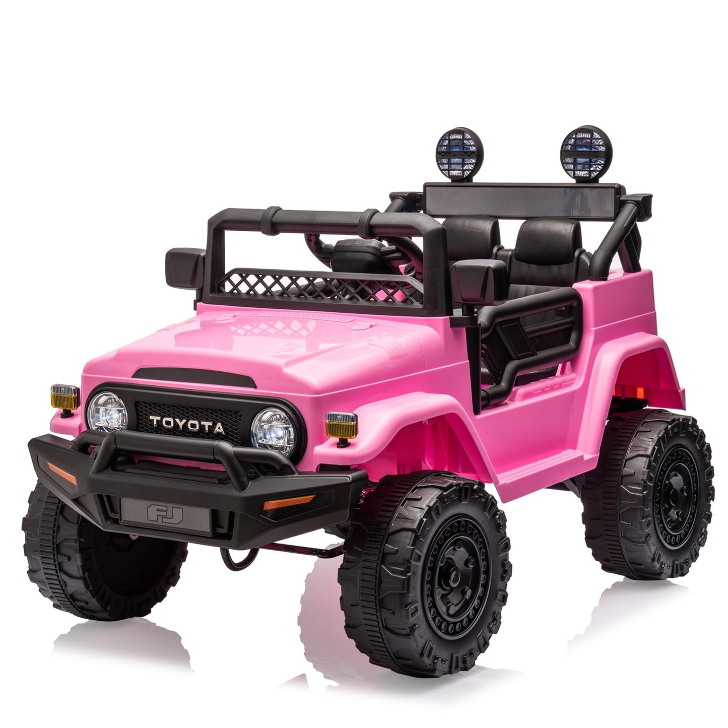 Garvee Ride - P Series: 12V Ride on Car for Kids, Licensed Toyota Ride on Truck, Battery Powered Electric Kids Car with Remote Control, Music, LED Lights, Suspension System, Double Doors, Safety Belt,Ride On Toy - Pink