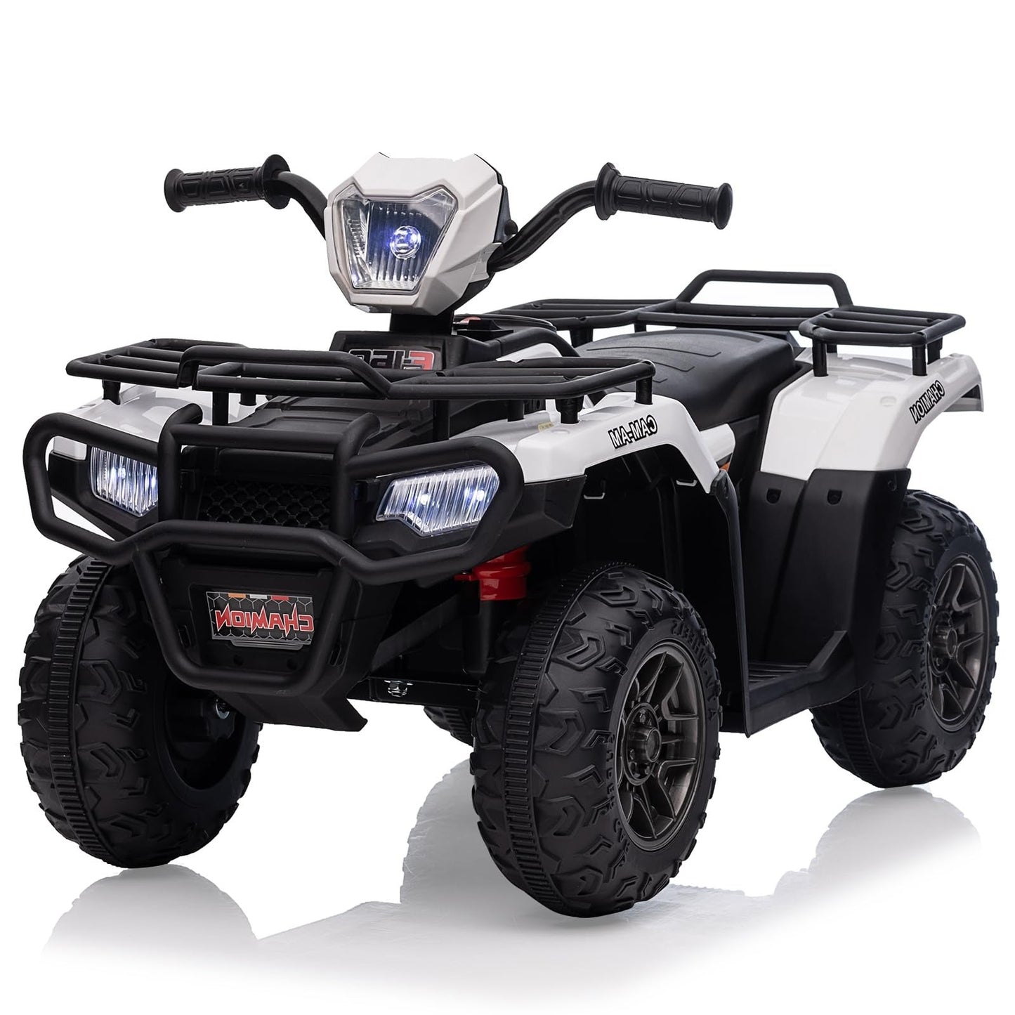 Garvee Ride - P Series: 12V Ride on Quad ATV for Kids, Electric Vehicle for Toddlers, High/Low 2.2mph Safety Speed for Child, Forward/Backward,LED Light, Music,USB for Boys Girls Gift-White