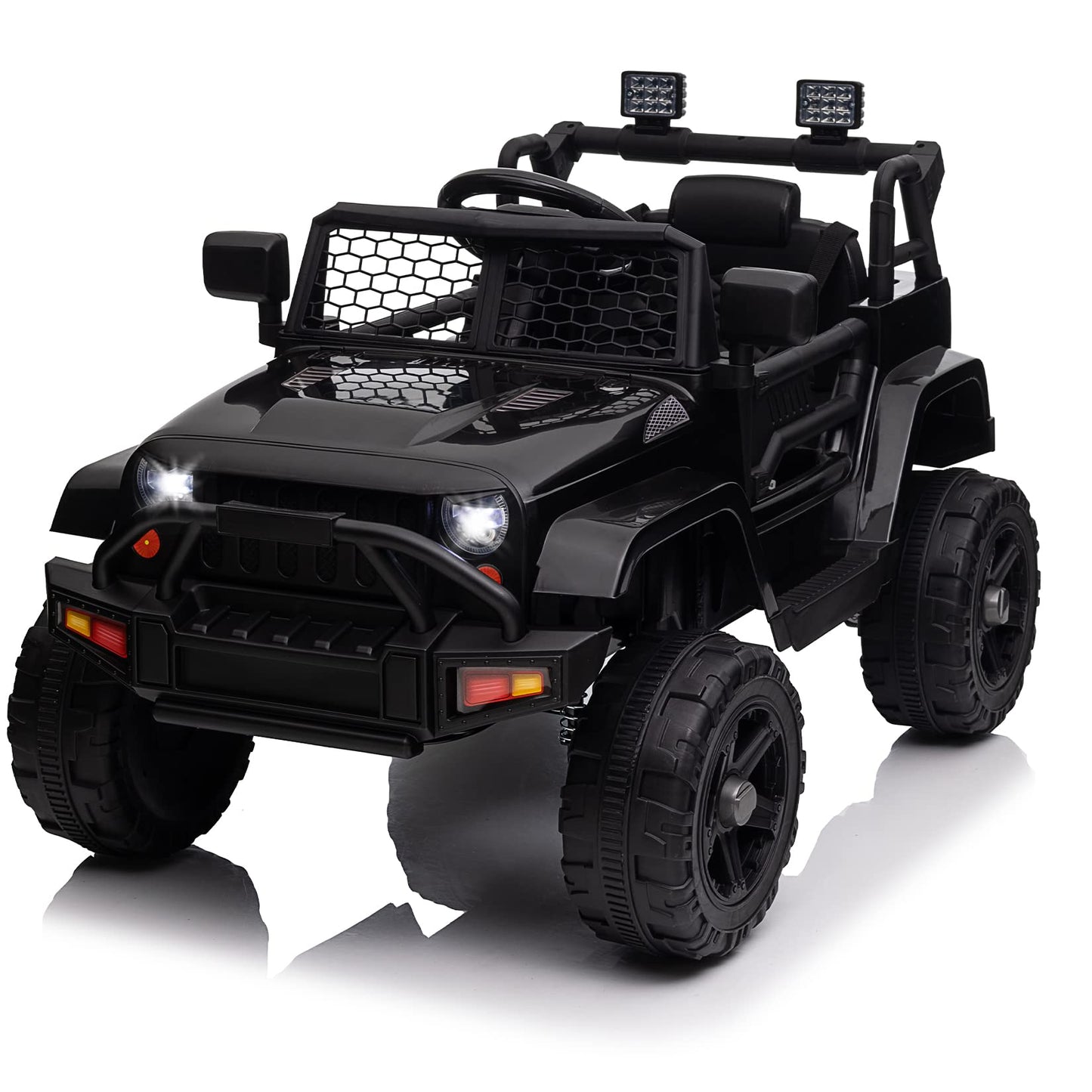 Garvee Ride - P Series: 12V Ride On Truck Car for kid : Remote Control, 3 Speeds, MP3 Music, Suspension, LED Lights,for 3+ Year Old - Black