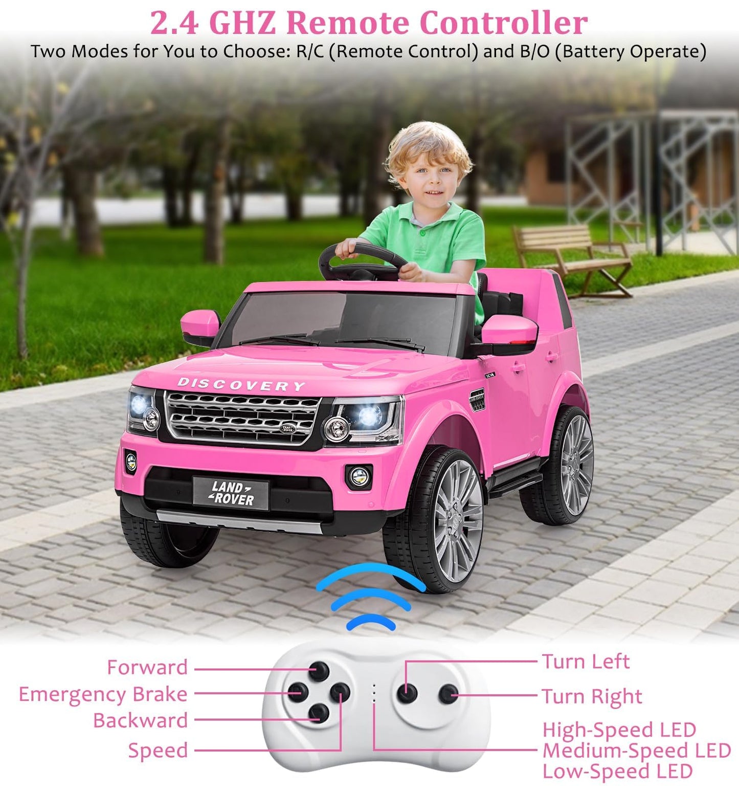 Garvee Ride - P Series: 12V, 4.5 MPH, Remote Control, Music Player, MP3, LED Lights, USB, FM Radio, Pink, Ages 3-8