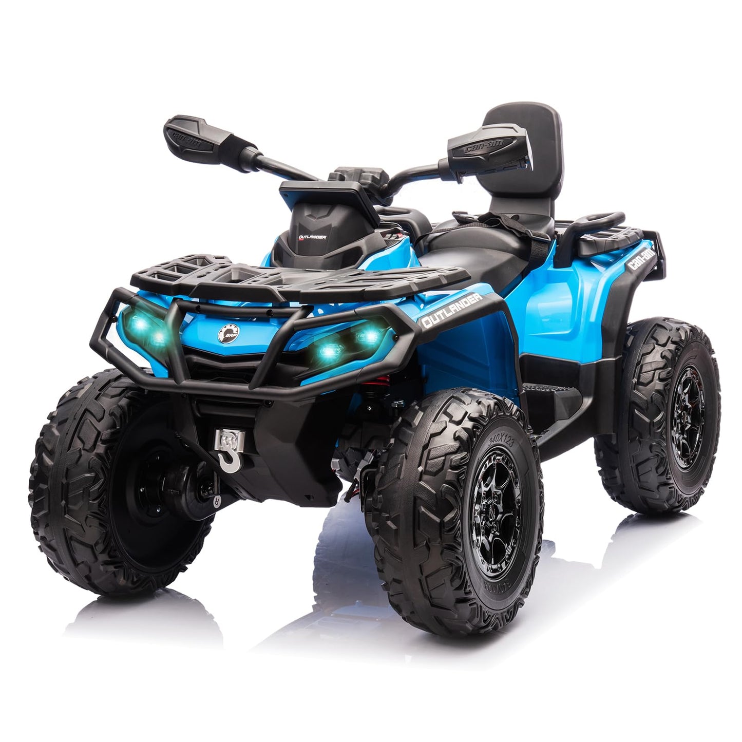 Garvee Ride - P Series: 12V Kids Ride On Electric Quad ATV, 2 Leather Seater ATV Car for Kids, 27V Kids Ride On Toys with LED Headlights, Bluetooth & Music, Adjusted Speeds 2-4 MPH, Ride On Toys for Kids 3-8,Blue