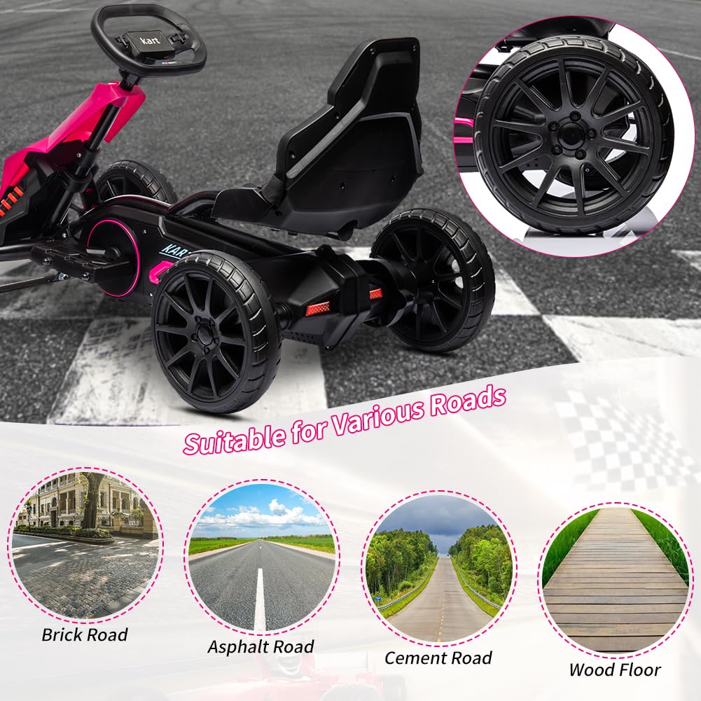 Garvee Ride - P Series: 12V Electric Go Kart for Kids,7Ah Battery Powered Car for Toddlers, Ajustable Seat, High/Low Variable Speeds,EVA Wheels, for 3-6 Years - Pink