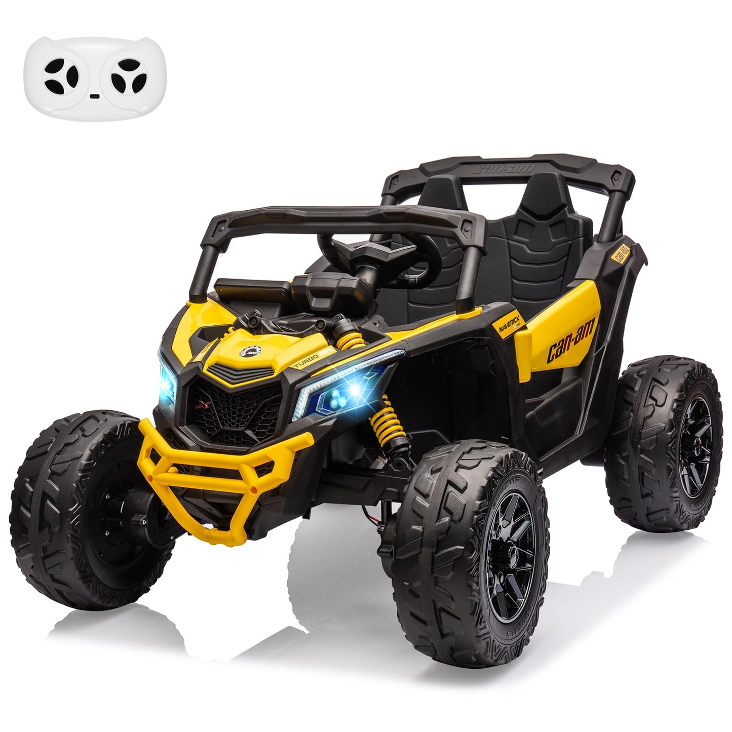 Garvee Ride - P Series: 12V Can-Am Ride-On UTV: Remote Control, Large Seat, Music, LED Lights, Spring Suspension, for Boys & Girls - Yellow