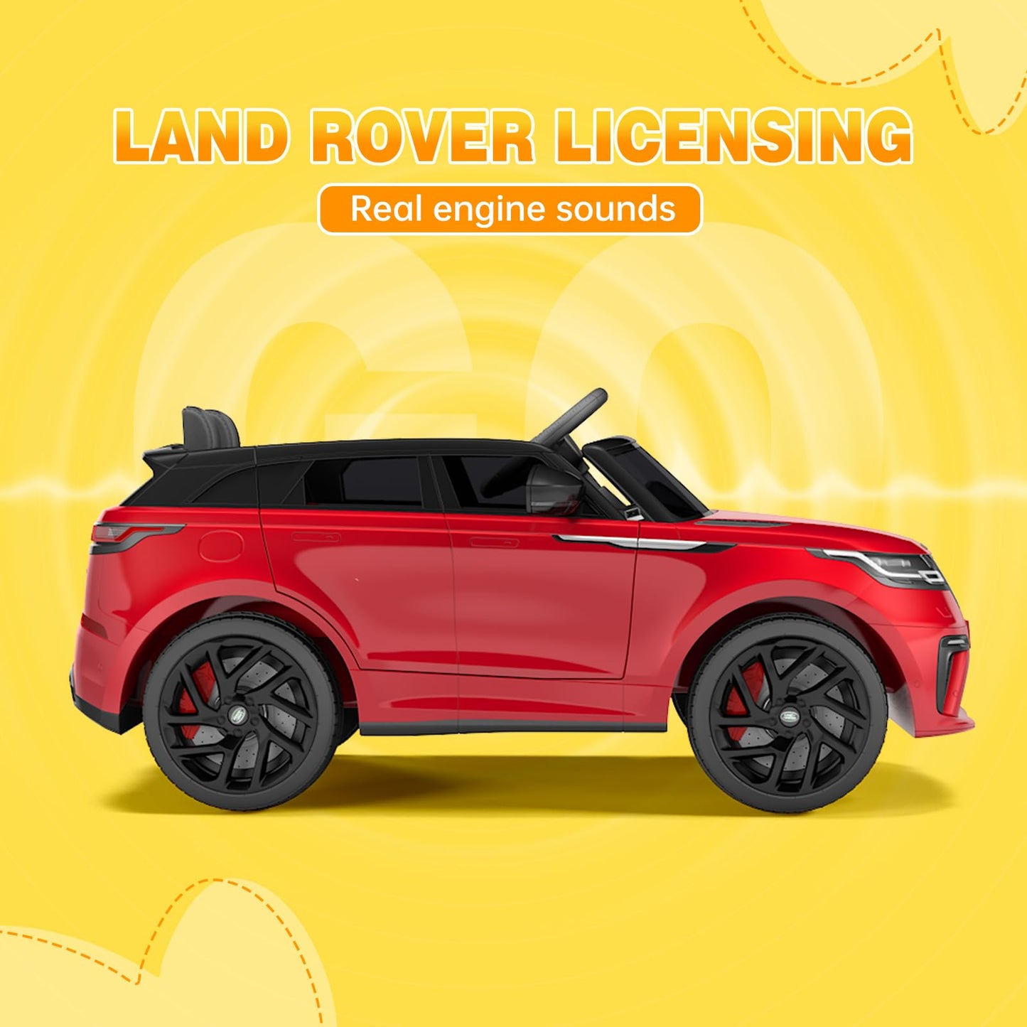 Garvee Ride - P Series: 3-8, 12V Licensed Land Rover Ride Electric Car for Kids with Parent Remote Control, MP3 Player, Rocking, Pull Rod - Red