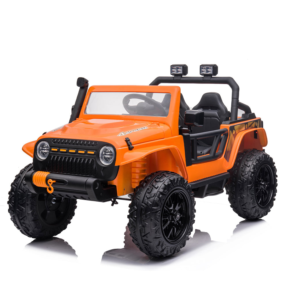 Garvee Ride - P Series: 24V 2 Seater Ride On Truck Car For Kid age 3 - 8 years, w/Remote Control, 4-Wheeler Suspension, 4x55W Powerful Engine, 4WD Battery Powered, LED Lights, Soft Braking - Orange