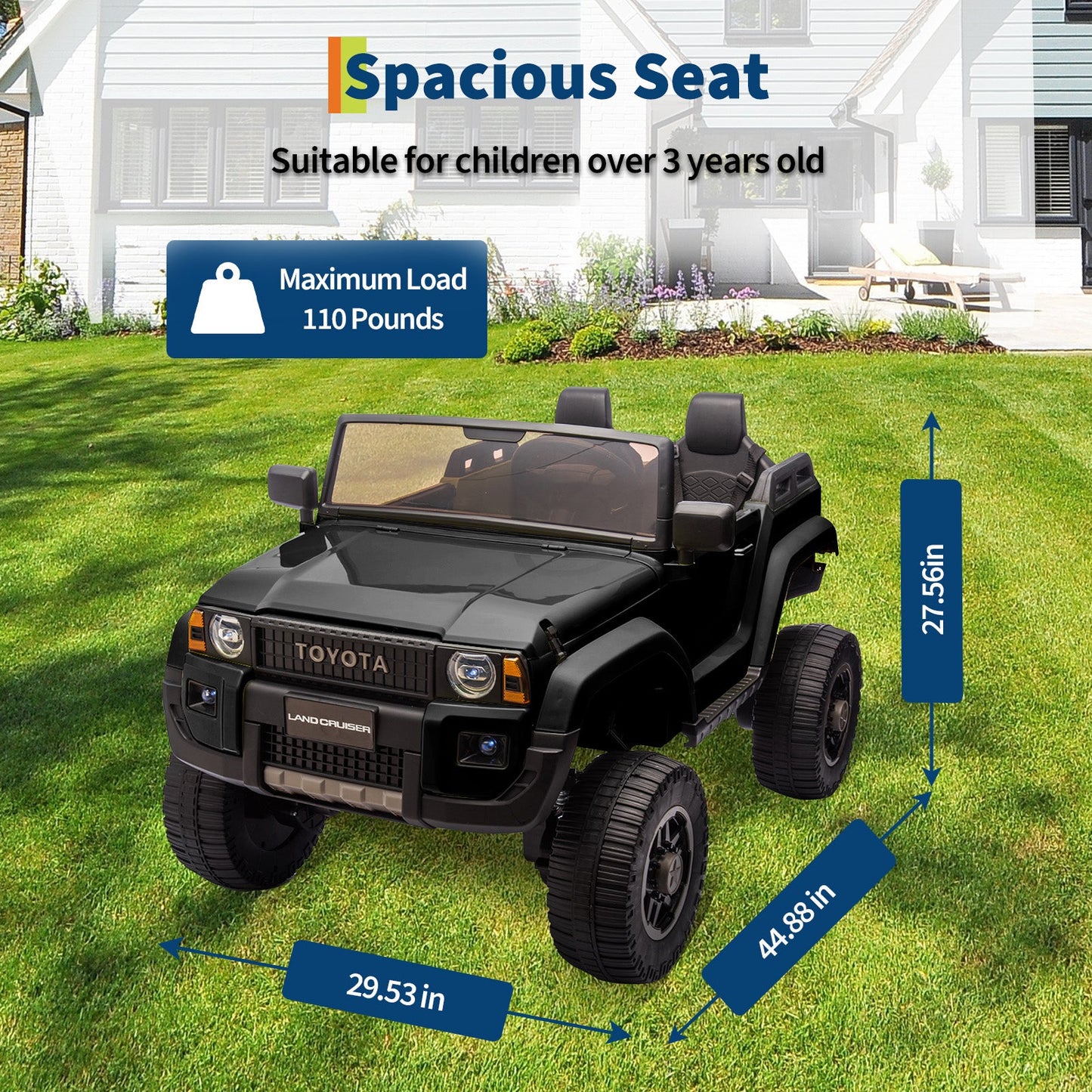 Garvee Ride P Series 24V Kids Electric Ride-On Car w/Parent Remote Control, 4WD/2WD Switch, Bluetooth Music, LED Lights & Shovel – 2-Seater Off-Road Toy for Over 3 Years, ASTM/CPSIA Certified