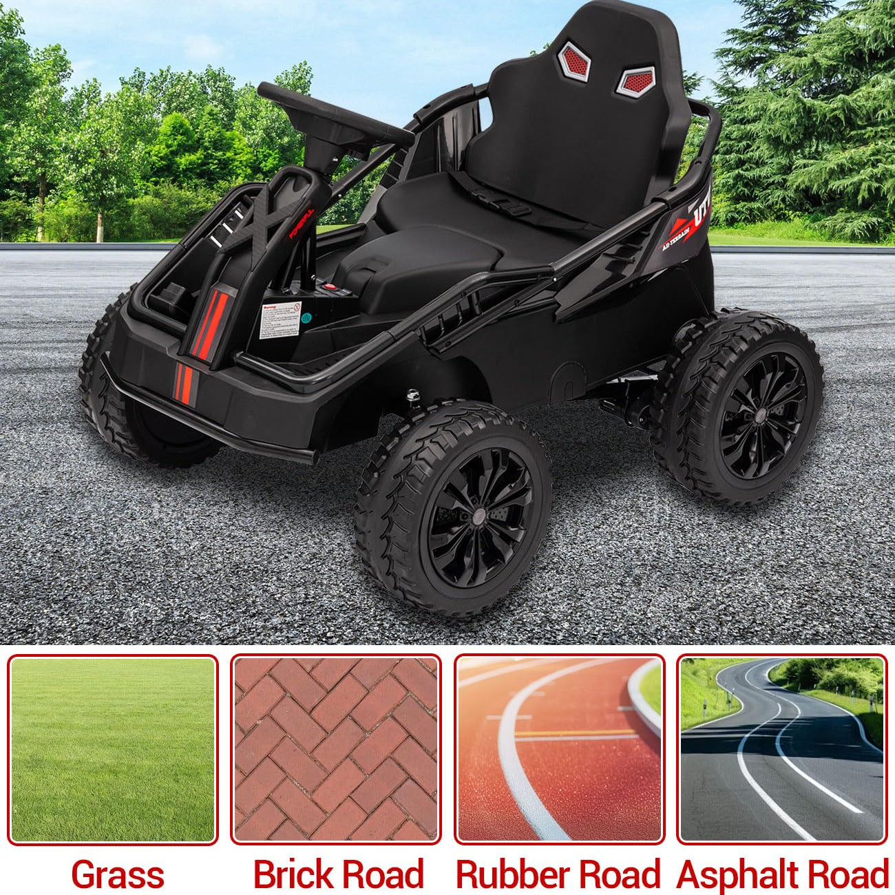 Garvee Ride - P Series: 24V Kids Electric Car with Parent Control, 200W 4x4 Ride On Toy for Big Kids, 4 Shock Absorbers, Metal Frame, 4 Wheeler ATV for Boys Girls Ages 3+, Black