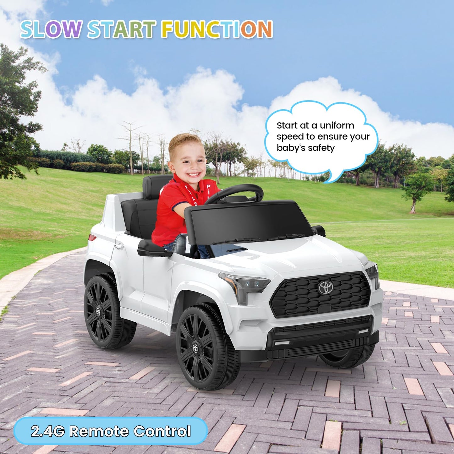 Garvee Ride on Truck Car 12V Battery Powered Kids Electric Vehicles, Licensed Toyota Kid Cars, Ride on Toys with Remote Control, Spring Suspension, LED Lights, Music, 3 Speeds