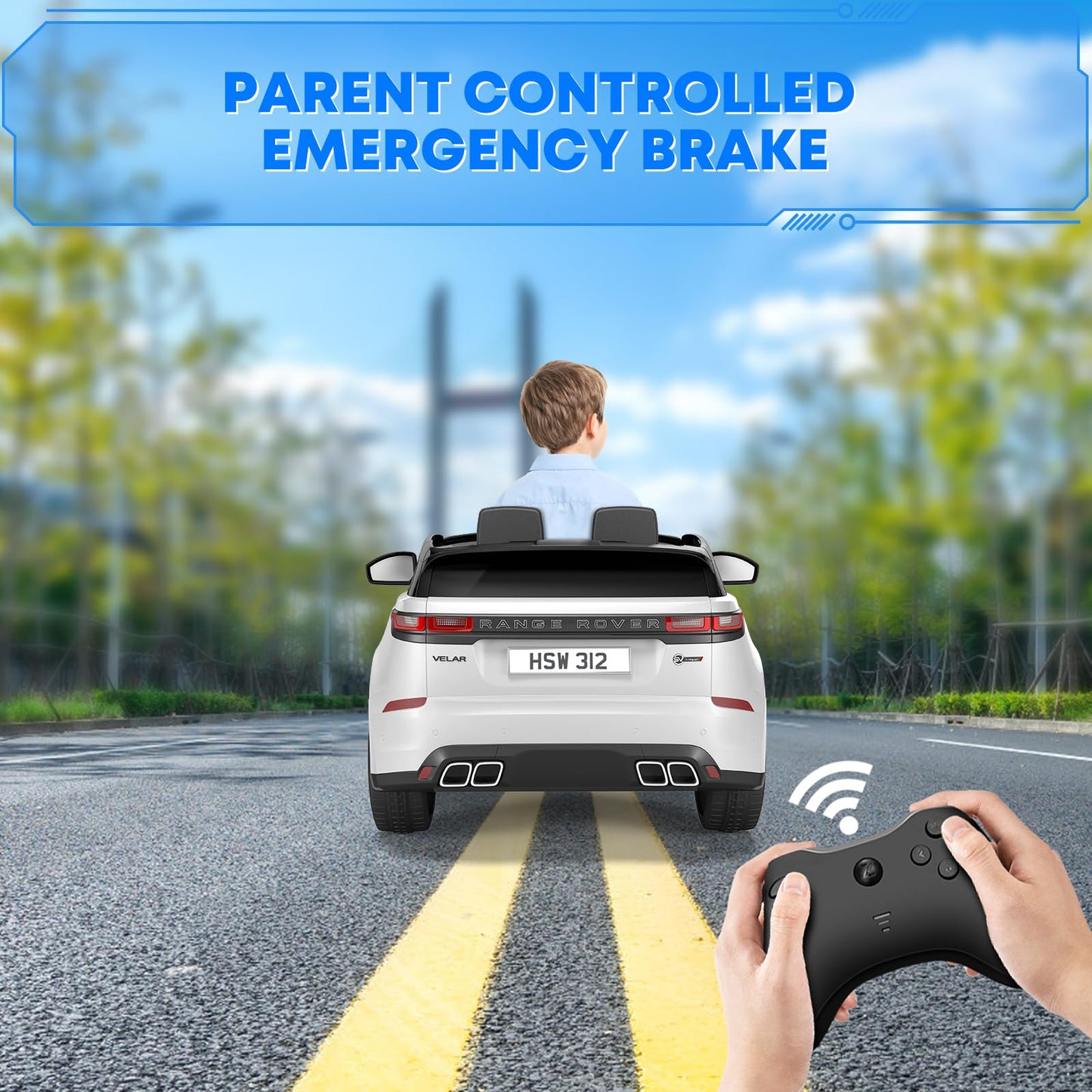 Garvee Ride - P Series: 3-8, 12V Licensed Land Rover Ride Electric Car for Kids with Parent Remote Control, MP3 Player, Rocking, Pull Rod - White