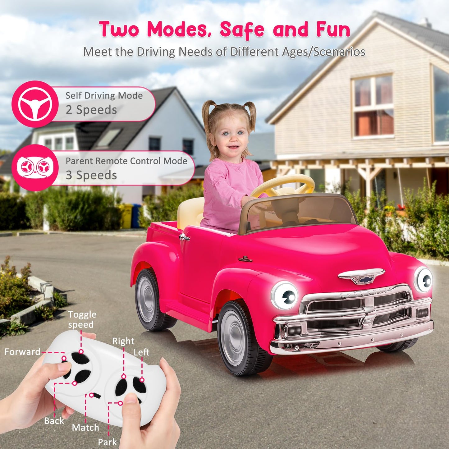 Garvee Ride - P Series: 3, Licensed Chevrolet 12V Ride on Car for Kids with LCD Show, Led Lights, Battery Powered 4-Wheels Ride on Electric Vehicle Toy with Seat Belt