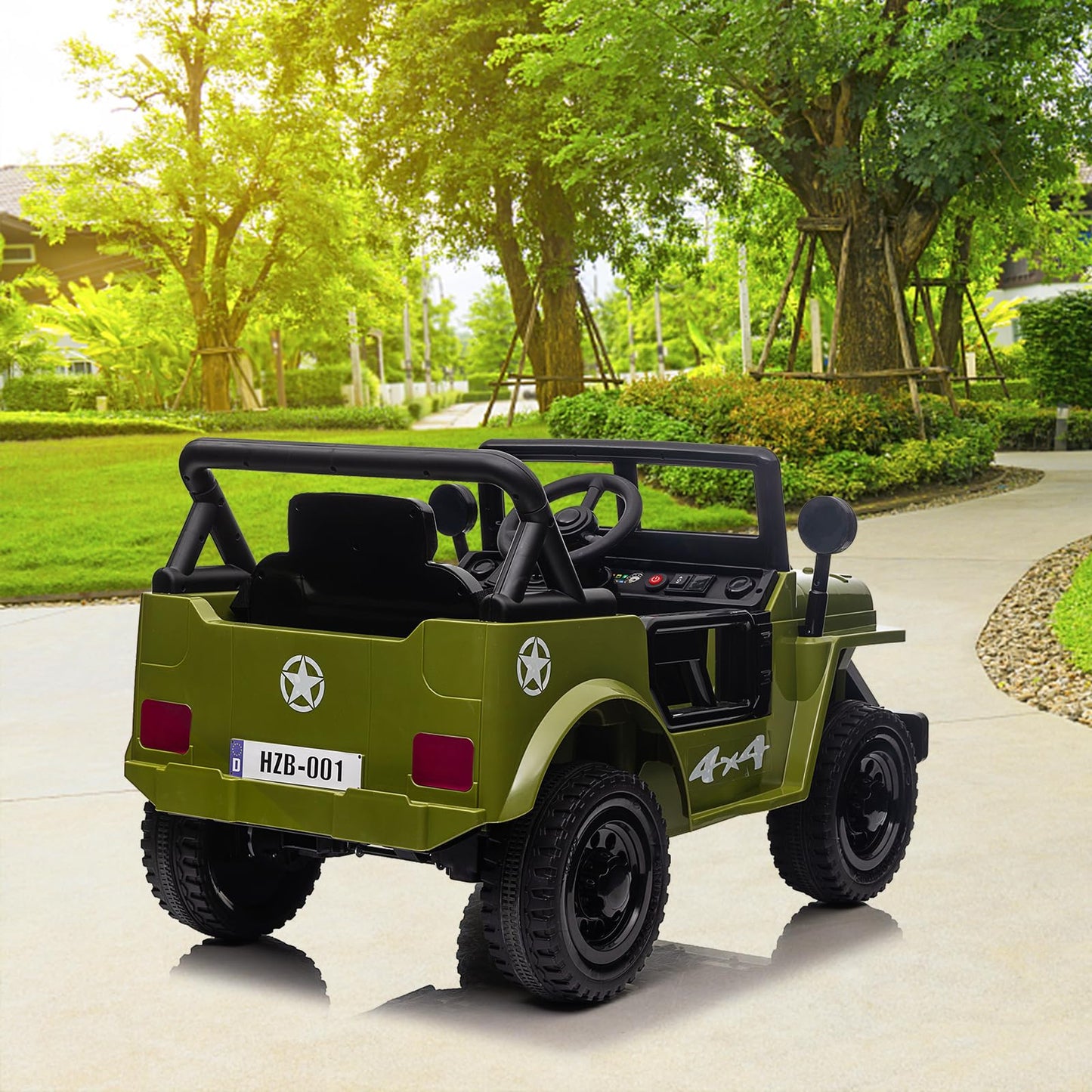 Garvee Ride - P Series: 12V Kids Ride On Truck Car, Remote Control, Spring Suspension, Multiple Speeds, LED Lights, Music, Safety Belt, Outdoor Adventure Toy for Kids 3+ Green
