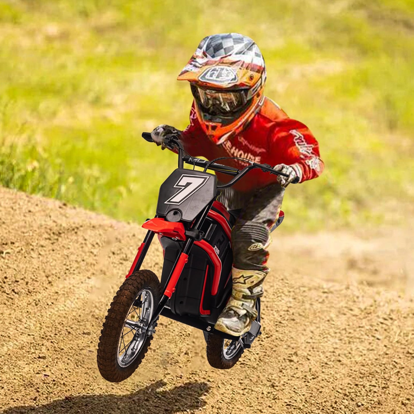 Garvee Ride - T Series: 24V-10A 350W Ride On Electric Dirt Bike For Kids Ages 13+, 14.29MPH, 3-Speed - Red-7