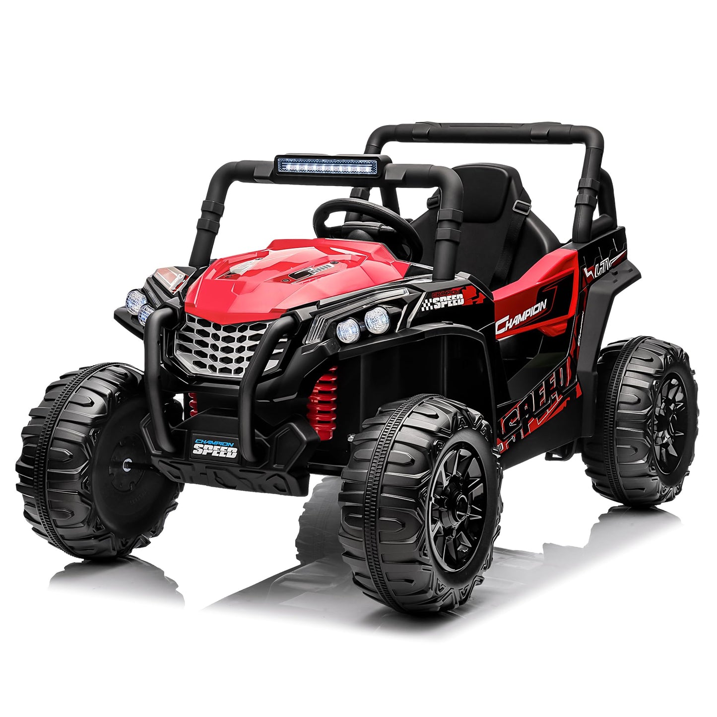 Garvee Ride - P Series: 12V Toy Electric Truck UTV with Large Wide Seat and Remote Control, Led Lights, Wireless Connection, Music, 2 Spring Suspension for 3-8 Boys & Girls