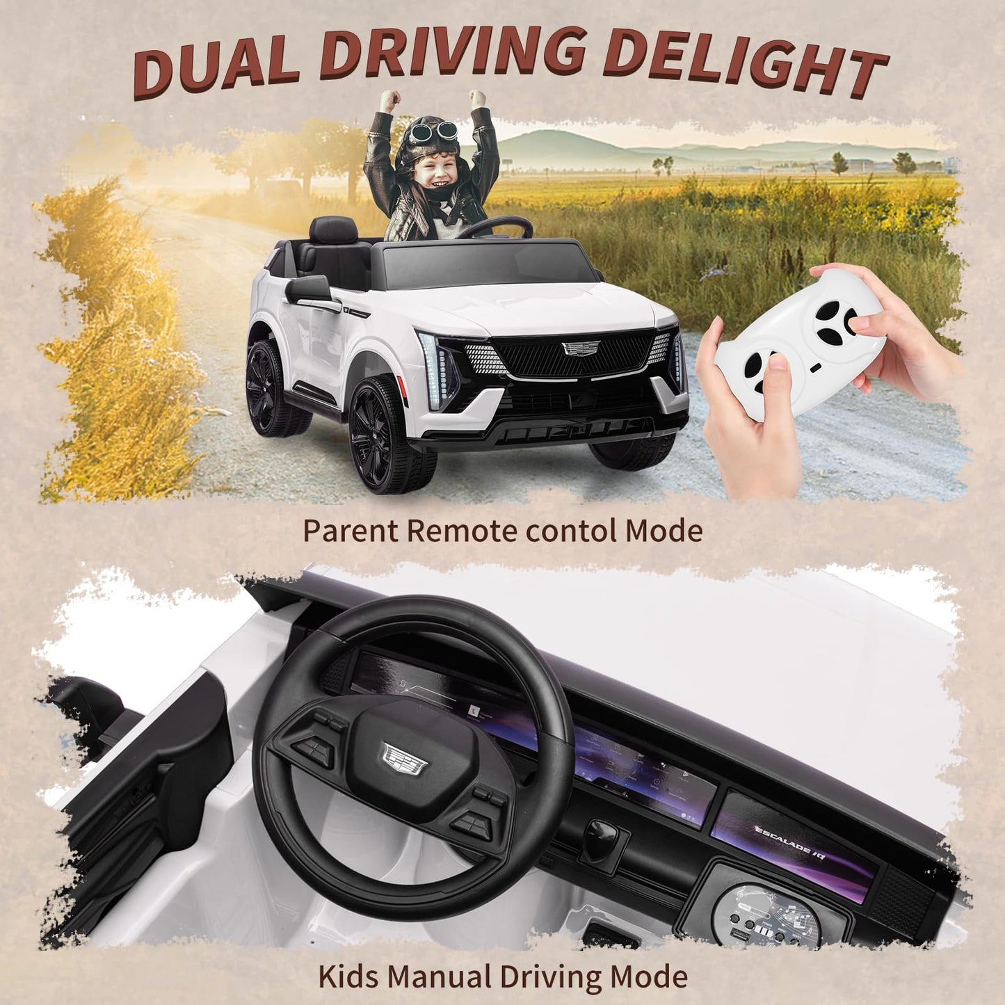 Garvee Ride - P Series: 24V Ride On Car, Licensed Battery Powered Electric Vehicle w/Remote Control, 2 Seater, 4-Wheel Shock Absorbers, Smooth Start, Music, LED Lights for Boys Girls