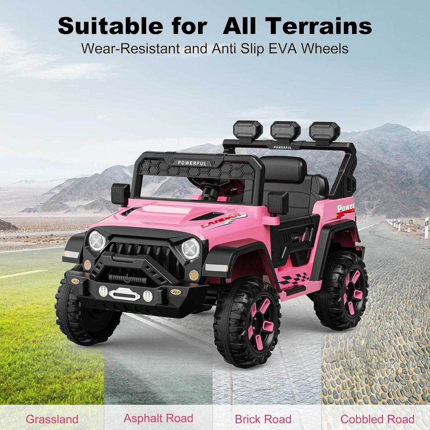 Garvee Ride - P Series: 3-6, Ride on Car with 2.4G Remote Control, 12V Battery Powered Electric Car for Kids with 3 Adjustable Speeds, Soft Start, Battery Display, Music, Pink