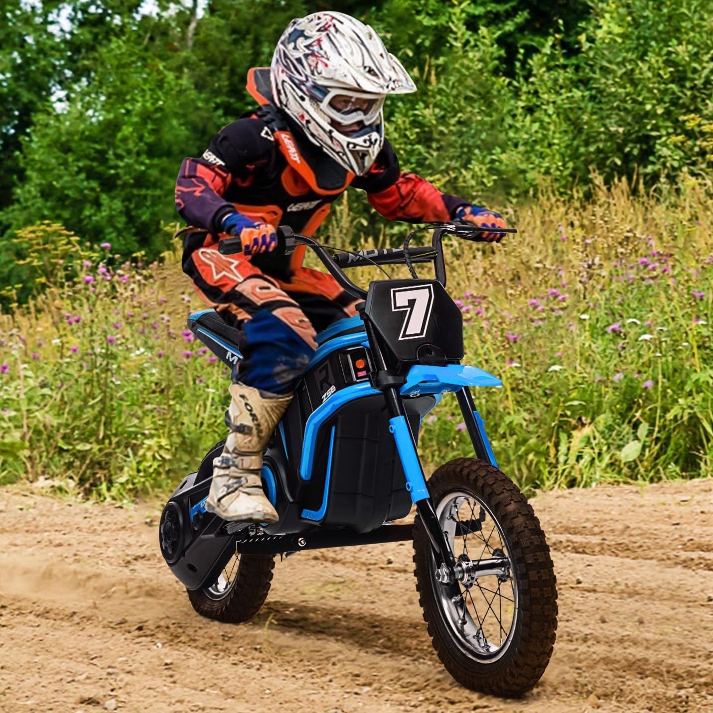 Garvee Ride - T Series: 24V-10A 350W Ride On Electric Dirt Bike For Kids Ages 13+, 14.29MPH, 3-Speed - Blue-7
