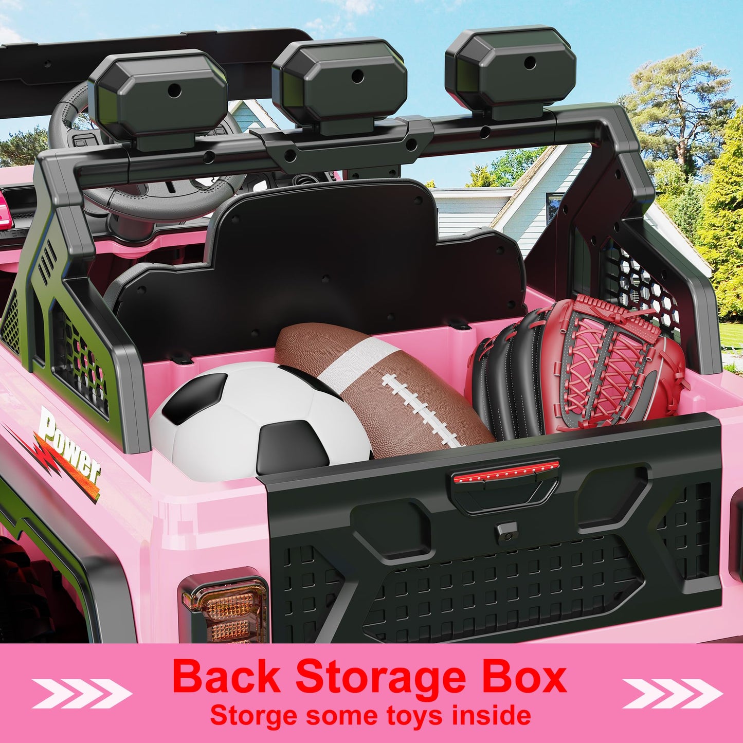 Garvee Ride - P Series: 24V 4WD Ride on Car Kids Ages 3-8, with 6 EVA Wheels, Battery Powered & Remote Control, 3 Adjustable Speeds, Soft Start, Battery Display, Music - Pink