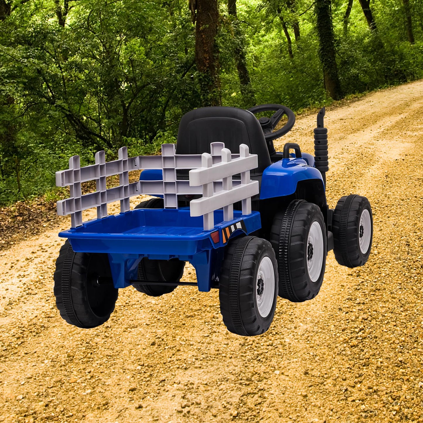 Garvee Ride - P Series: 12V Electric Tractor & Trailer for Kids, 3-6 Yrs - With RC - Blue / 25W