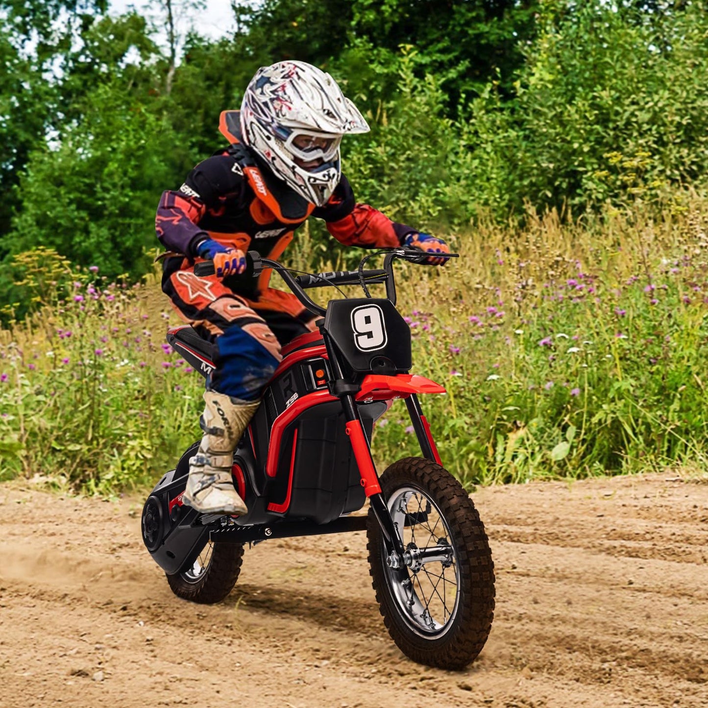 Garvee Ride - T Series: 24V-10A 350W Ride On Electric Dirt Bike For Kids Ages 13+, 14.29MPH, 3-Speed - Red-9