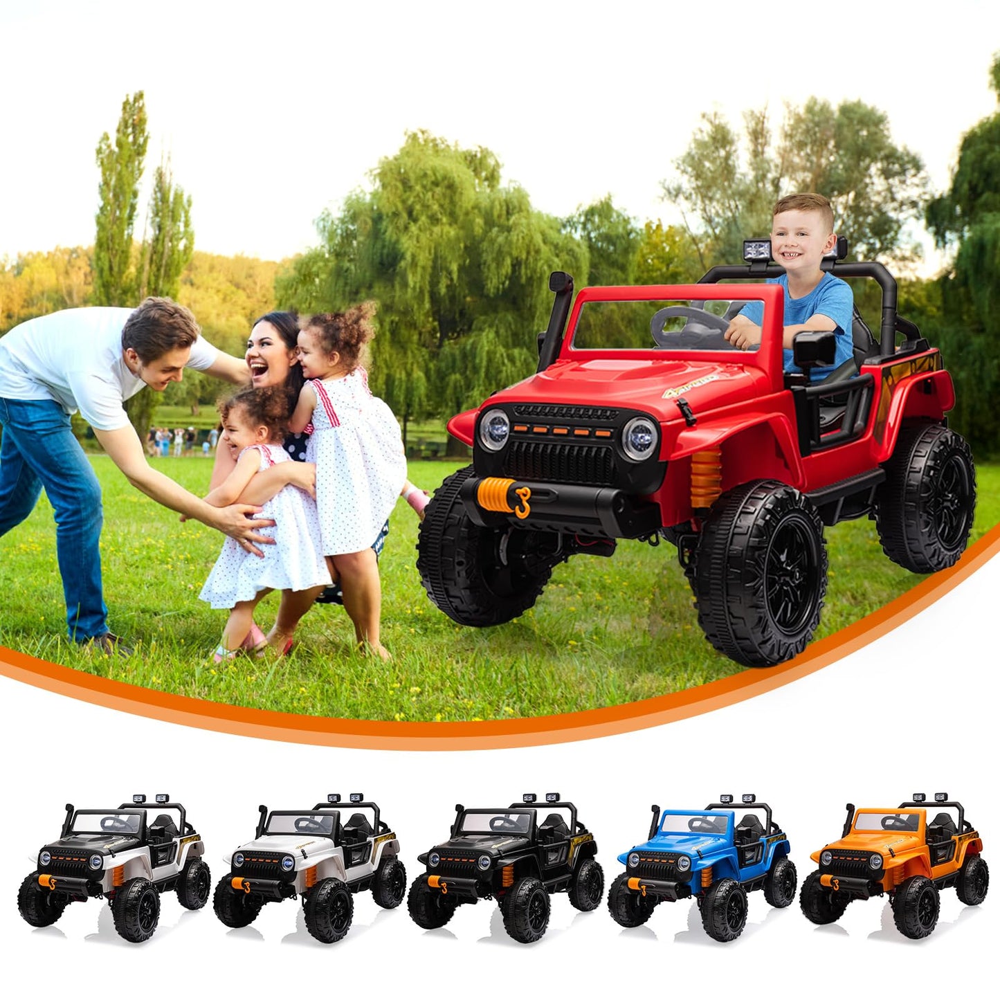 Garvee Ride - P Series: 24V 2 Seater Ride On Truck Car For Kid age 3 - 8 years, w/Remote Control, 4-Wheeler Suspension, 4x55W Powerful Engine, 4WD Battery Powered, LED Lights, Soft Braking - Red