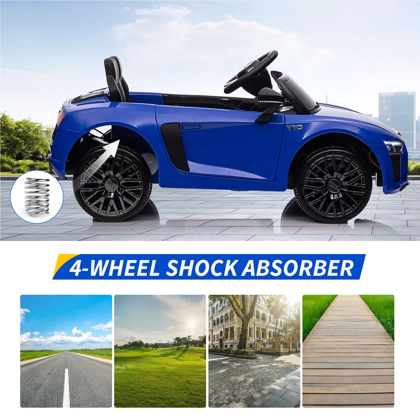 Garvee Ride - P Series: 12V Licensed Audi Ride-On Car: Remote Control, MP3, LED, Bluetooth, Horn, for Ages 3-7