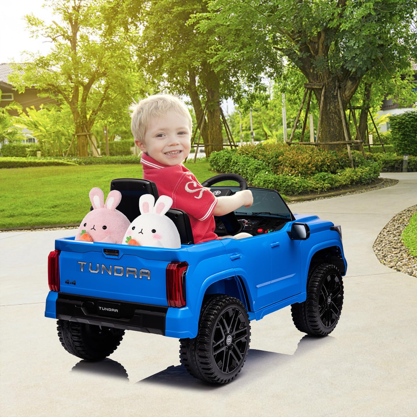 Garvee Ride - P Series: 12V Ride on Car For Kids Age 3+ , Licensed Toyota, with Remote Control, MP3, LED Lights, Suspension System, Double Doors, Safety Belt, Ride On Toys for Boys Girls - Blue