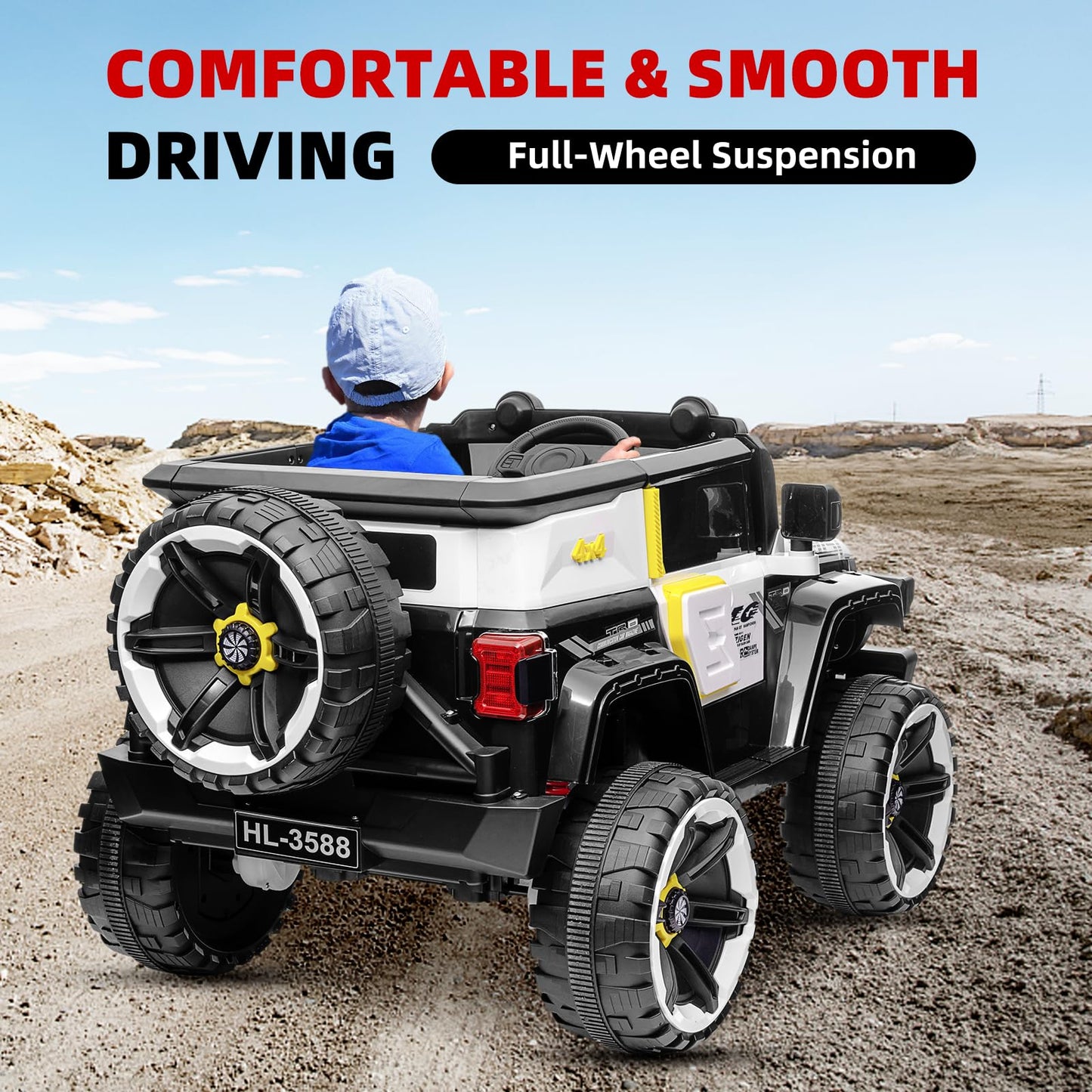 Garvee Ride - P Series: 12V 2-Seater Kids Ride On Car with Remote Control & Music - White