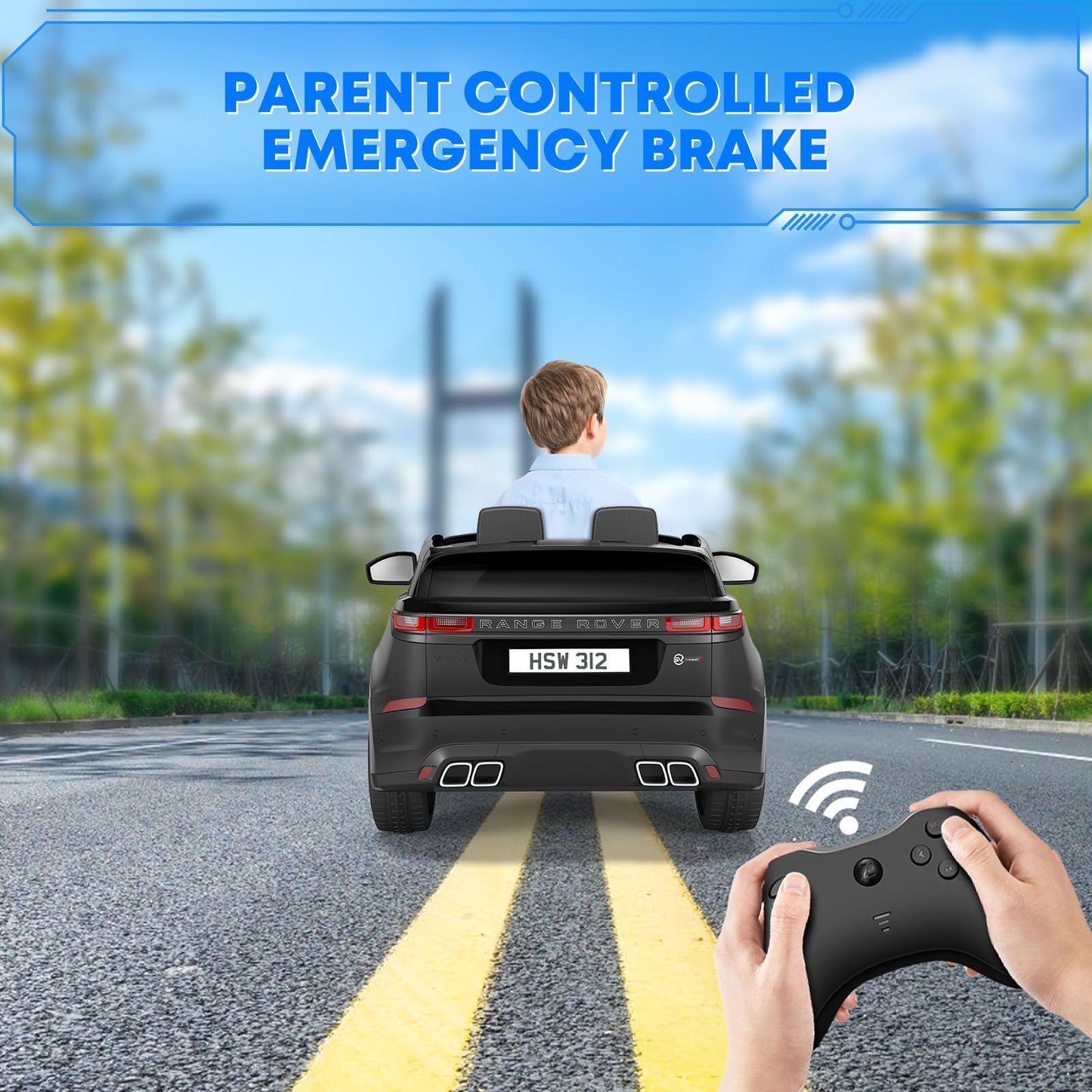 Garvee Ride - P Series: 3-8, 12V Licensed Land Rover Ride Electric Car for Kids with Parent Remote Control, MP3 Player, Rocking, Pull Rod - Black
