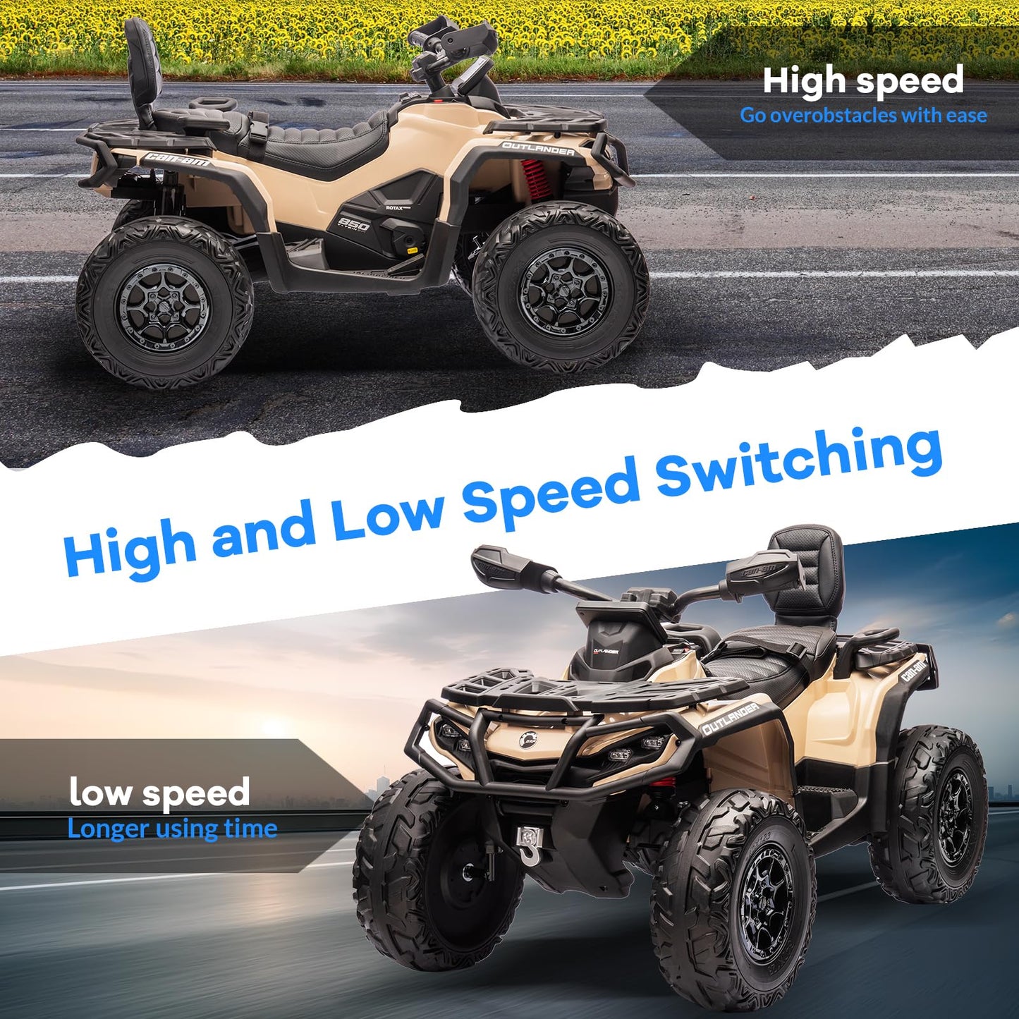 Garvee Ride - P Series: 12V Ride-On Toy Car for Toddlers, 4-Wheel Vehicle with 2-Seater, Remote Control, LED Lights, Music, and Spring Suspension, Electric Car for Kids, 2-4 Mph Safety Speed, Brown
