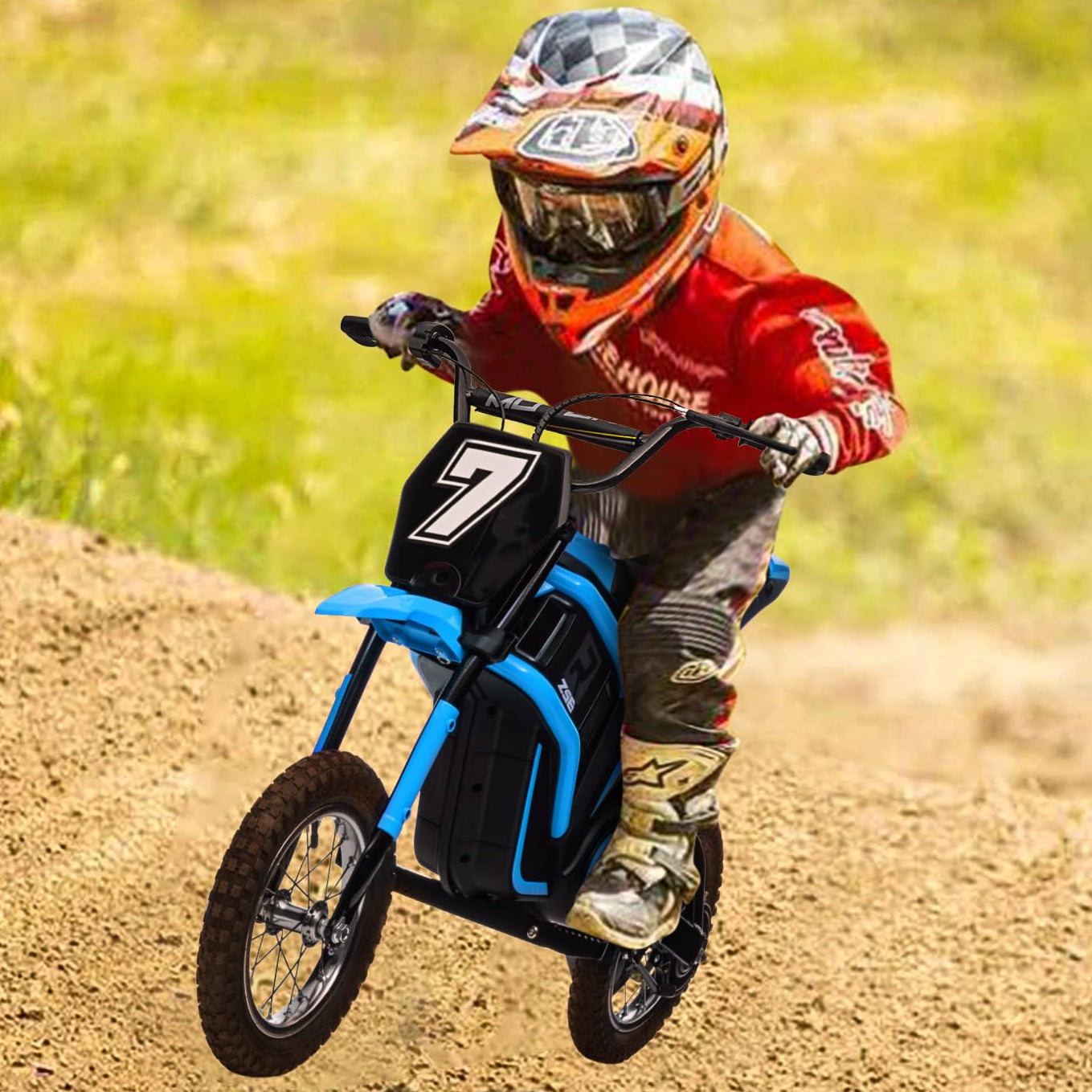 Garvee Ride - T Series: 24V-10A 350W Ride On Electric Dirt Bike For Kids Ages 13+, 14.29MPH, 3-Speed - Blue-7