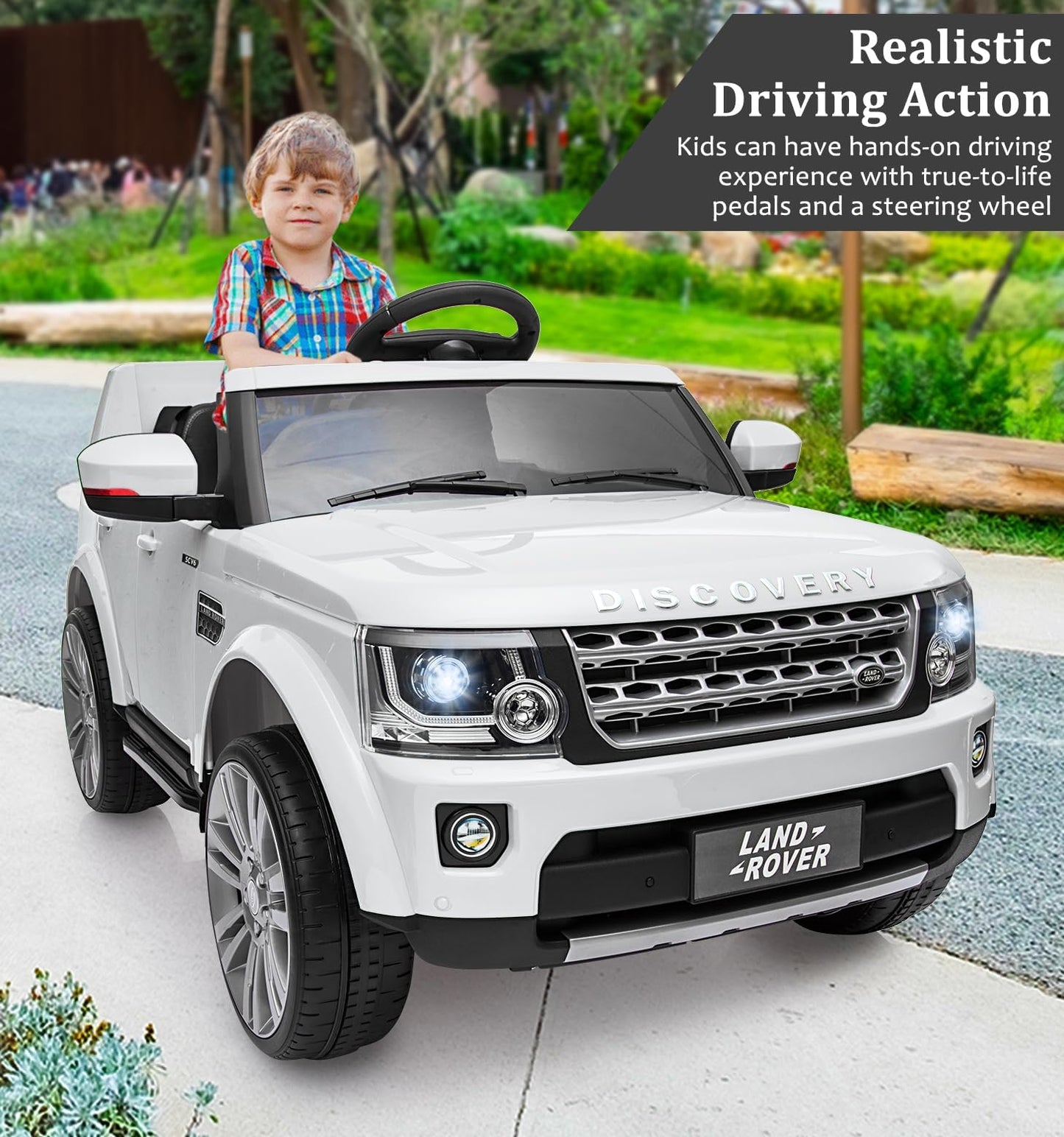 Garvee Ride - P Series: 12V Electric with Remote, Music Player, MP3, LED Lights, 4 Wheels, White