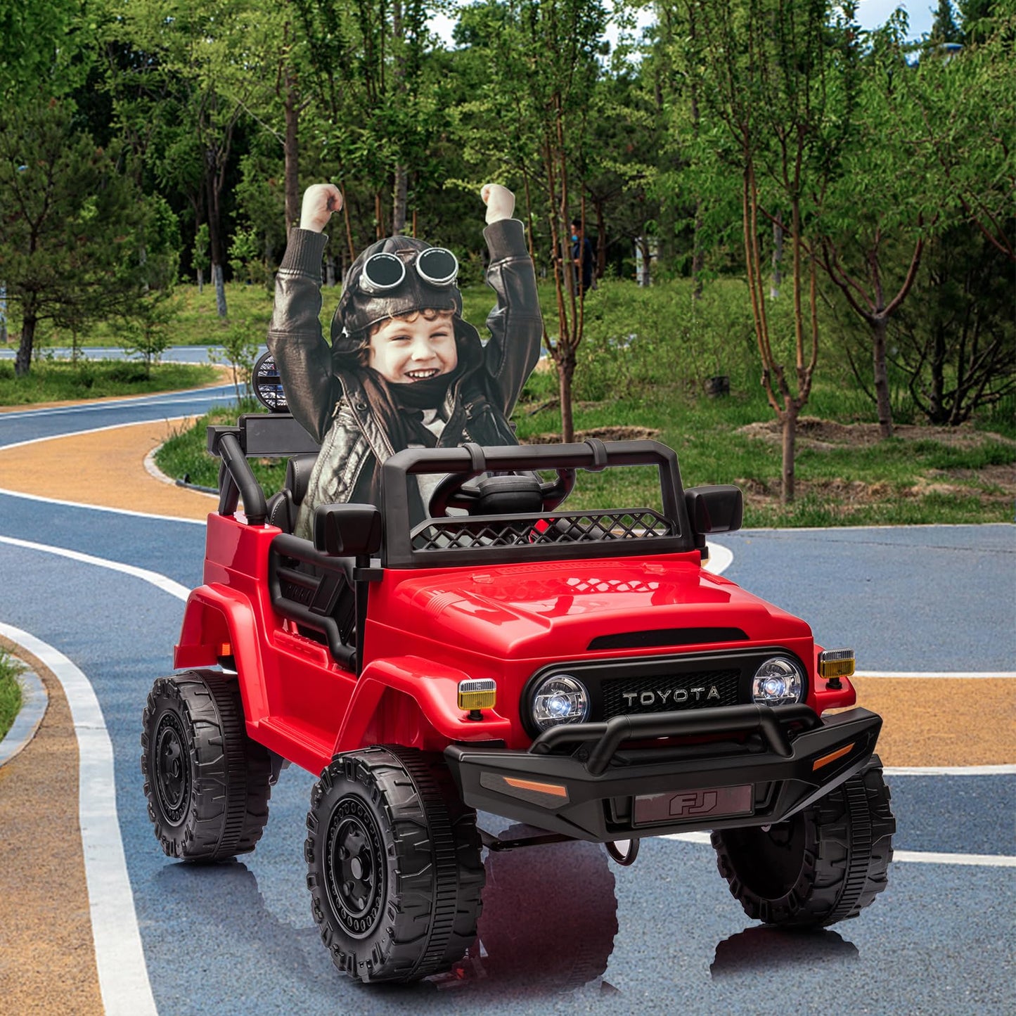Garvee Ride - P Series: 12V Ride on Car for Kids, Licensed Toyota Ride on Truck, Battery Powered Electric Kids Car with Remote Control, Music, LED Lights, Suspension System, Double Doors, Safety Belt,Ride On Toy - Red