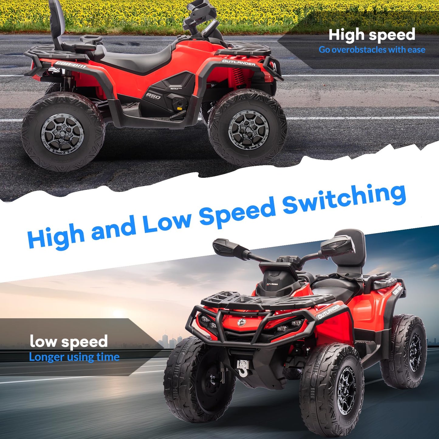 Garvee Ride - P Series: 12V Kids Ride On Electric ATV, 2 Leather Seater ATV Car for Kids, 27V Kids Ride On Toys with LED Headlights, Bluetooth & Music, Adjusted Speeds 2-4 MPH, Ride On Toys for Kids 3-8,Red