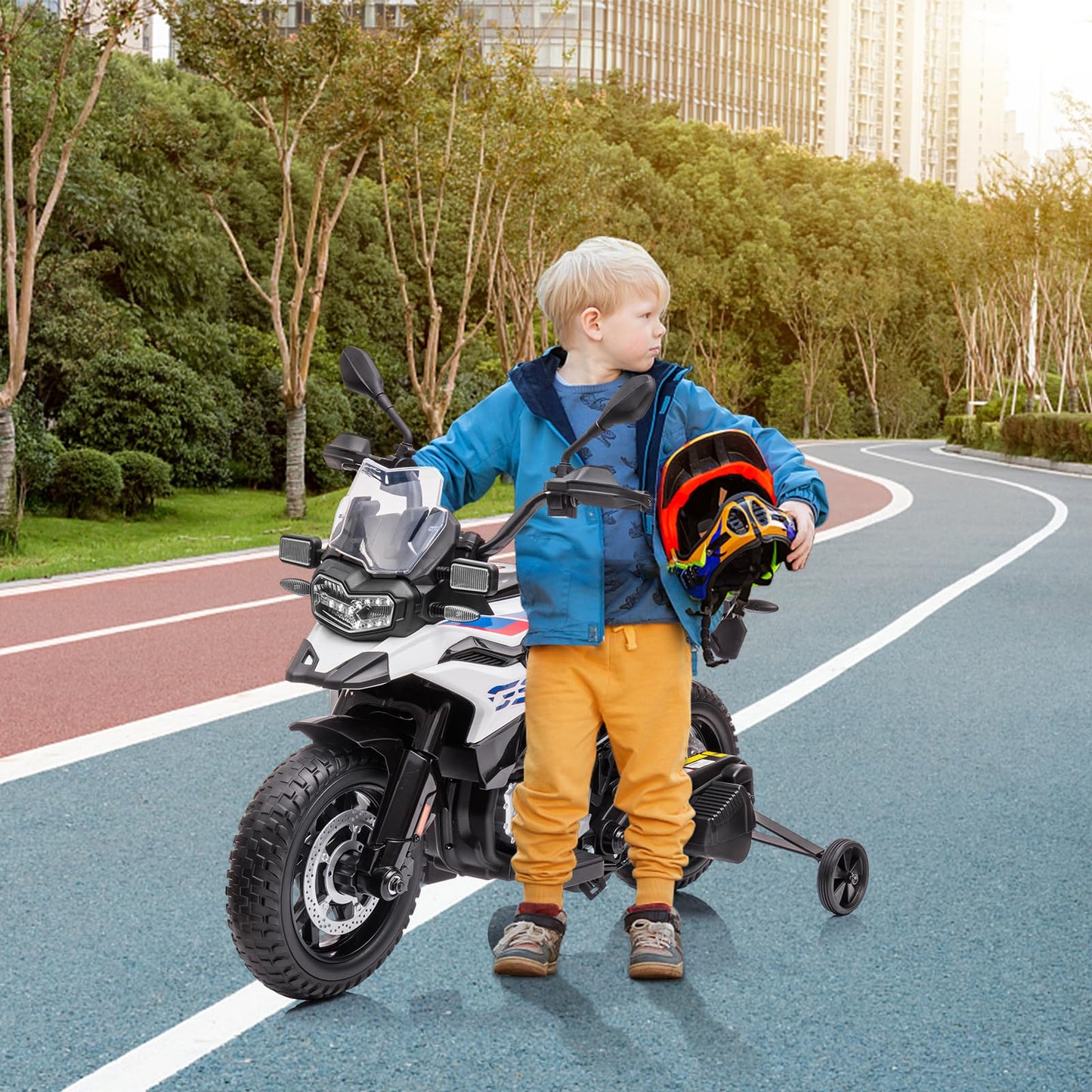 Garvee Ride - P Series: 12V 7AH Kids Motorcycle + Licensed BMW + High/Low Speed, EVA Tire + LED Headlights, Spring Suspension + Music, Storage + Boys and Girls