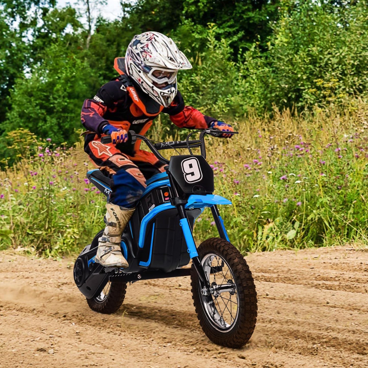 Garvee Ride - T Series: 24V-10A 350W Ride On Electric Dirt Bike For Kids Ages 13+, 14.29MPH, 3-Speed - Blue-9