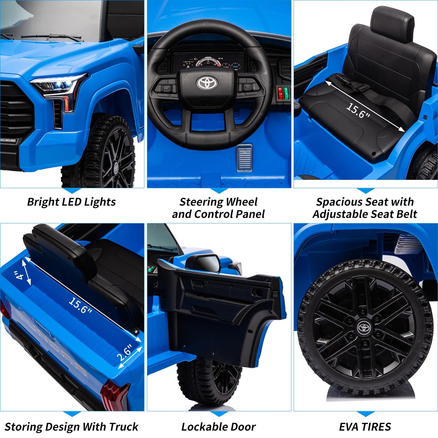 Garvee Ride - P Series: 12V Ride on Car For Kids Age 3+ , Licensed Toyota, with Remote Control, MP3, LED Lights, Suspension System, Double Doors, Safety Belt, Ride On Toys for Boys Girls - Blue