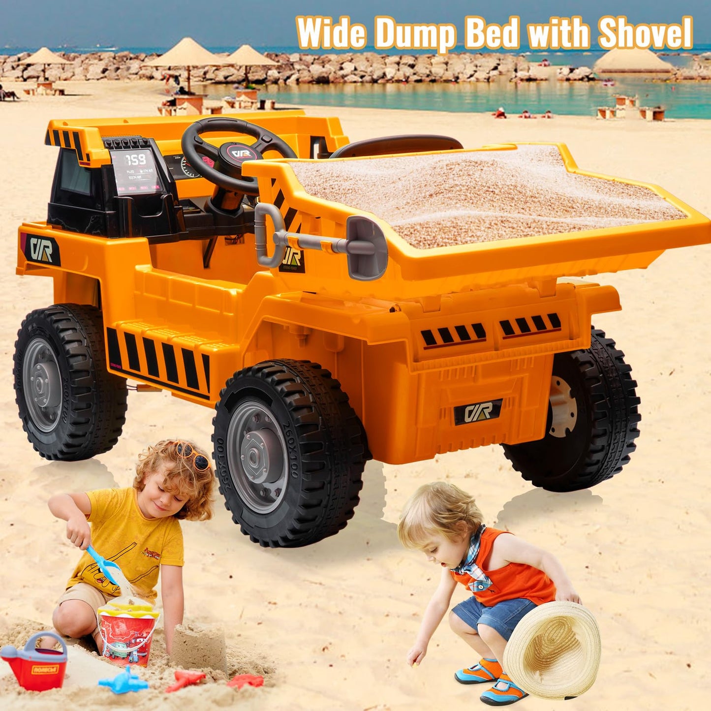Garvee Ride - P Series: 12V Kids Ride on Dump Truck + Remote Control + Electric Dump Bed + USB MP3 Player + Safety Features + All-Terrain Tires + Indoor & Outdoor Fun