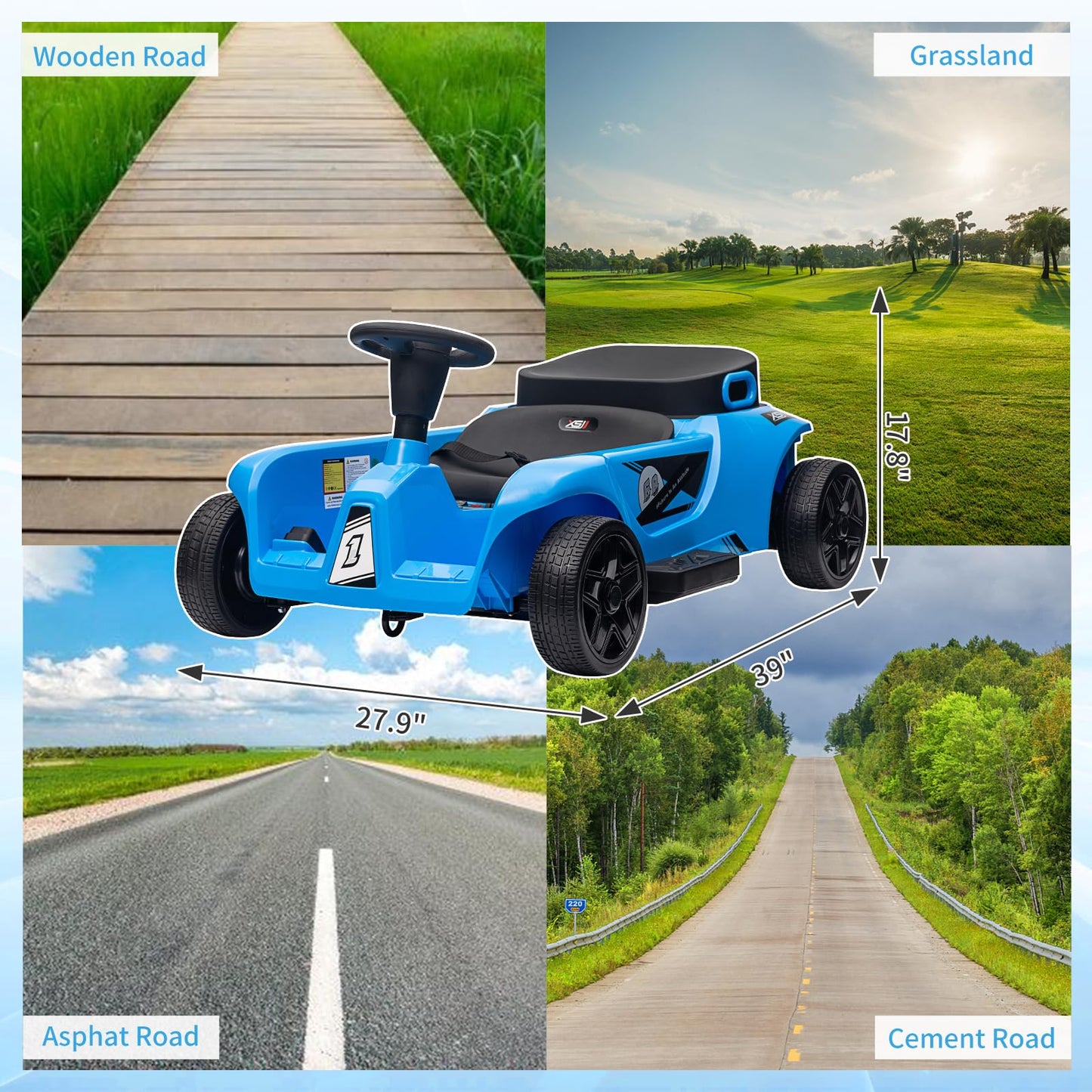 Garvee Ride - P Series: 2 Seaters 4-Wheelers Electric Ride On Toy for Kids, 24V 120W*2 Powerful Motors Max Load 200 Lbs, Two Driver Modes + Remote Control Modes for Toddlers Child with Music, USB, Storage Box, Blue
