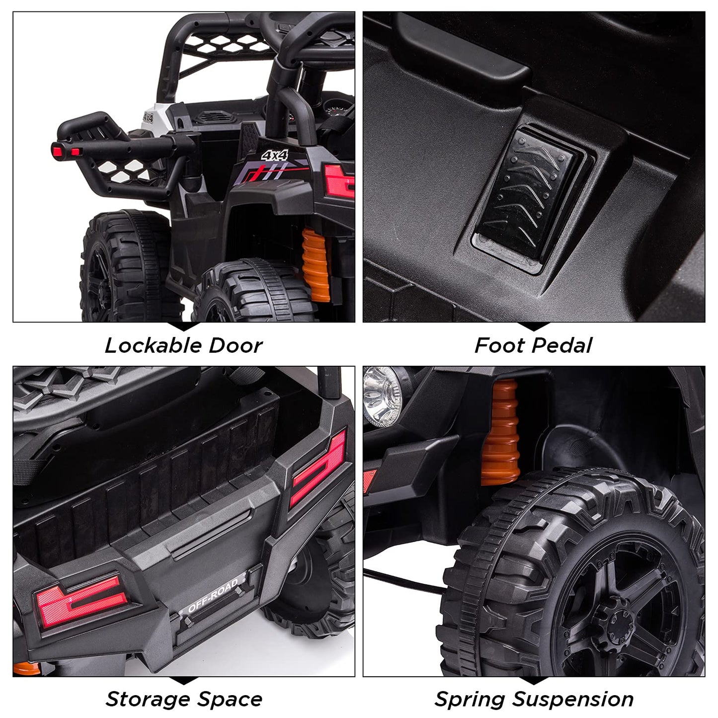 Garvee Ride - P Series: 12V Kids Car: Ride-On Truck, Remote, Suspension, LED, 1.8-3.7 MPH, MP3, Engine Sound, ASTM Certified, for 3-7 Years - White