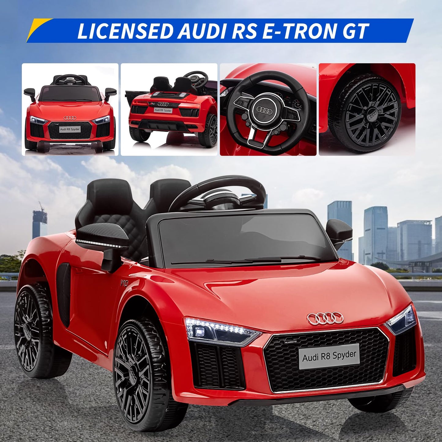 Garvee Ride - P Series: 12V Power Battery Electric Vehicles for 3-7 Toddlers, Licensed Toy Car with Remote Control, MP3 Player - Red