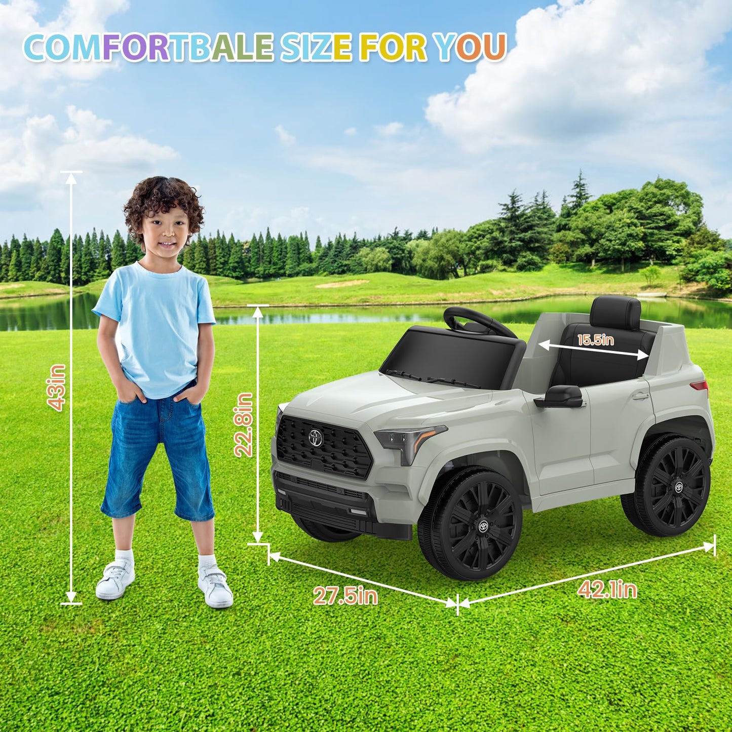Garvee Ride on Truck Car, 12V Licensed Toyota Electric Cars for Kids, Ride on Toys with Remote Control, Spring Suspension, LED Lights, Bluetooth, 3 Speeds - Green