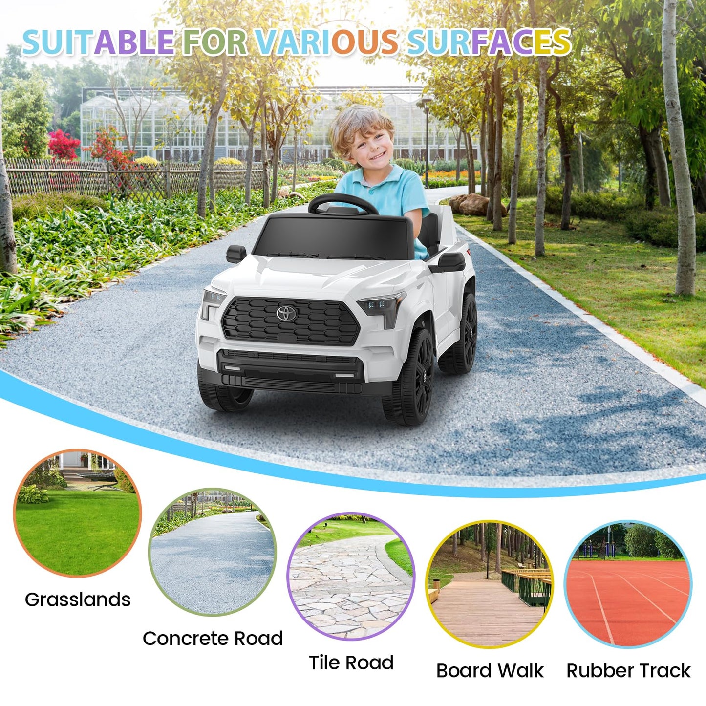 Garvee Ride on Truck Car 12V Battery Powered Kids Electric Vehicles, Licensed Toyota Kid Cars, Ride on Toys with Remote Control, Spring Suspension, LED Lights, Music, 3 Speeds