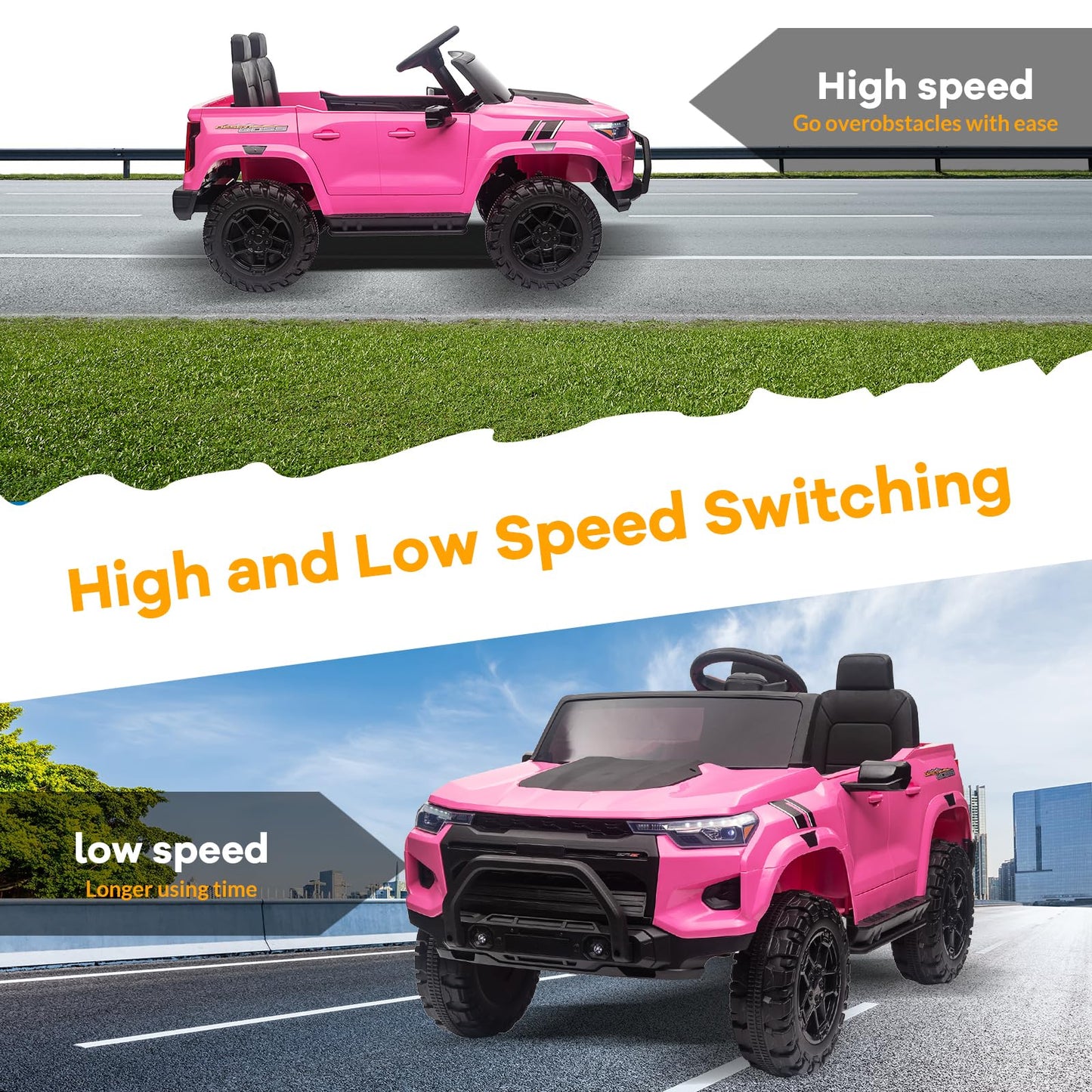 Garvee Ride - P Series: 2 Seater Ride on Car Electric Vehicles w/Remote Control, 24V Battery, Dual Drive, LED Lights, Bluetooth, MP3, Kids Electric Vehicles with Spring Suspension, Pink