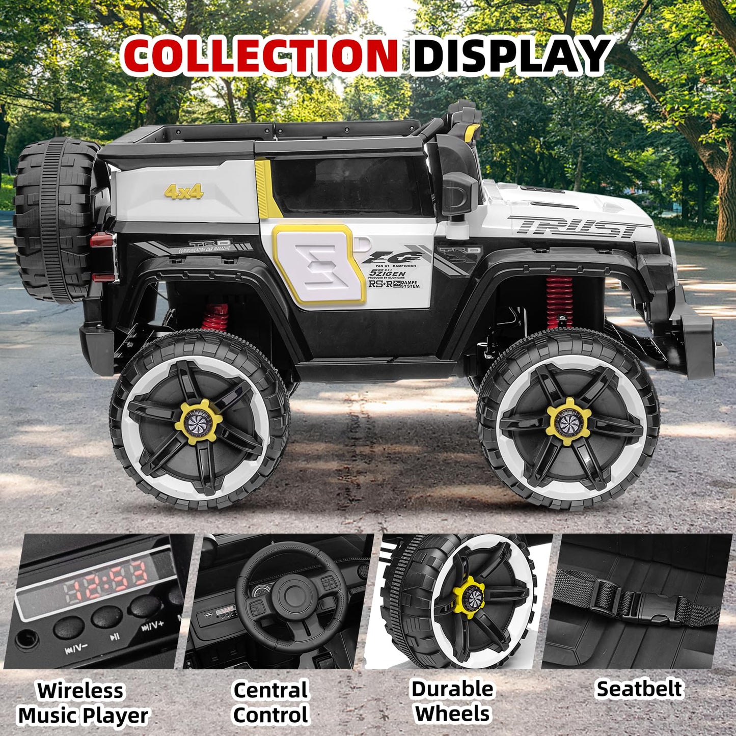 Garvee Ride - P Series: 12V 2-Seater Kids Ride On Car with Remote Control & Music - White