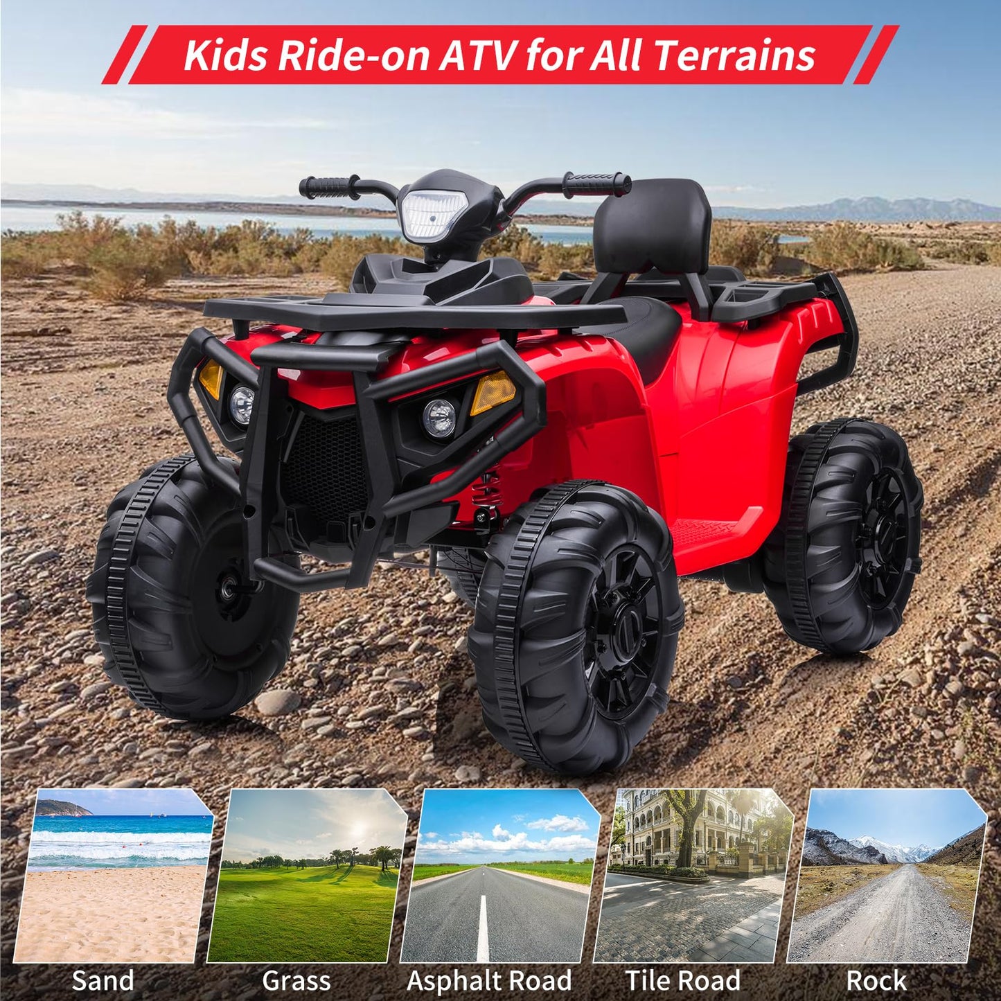 Garvee Ride - P Series: 4 Wheeler Electric Vehicle for Big Kids 2 Seater Battery Powered Ride On Toy Car with Spring Suspension, LED Lights, High & Low Speed, Music, USB, Soft Start for Toddlers, Red
