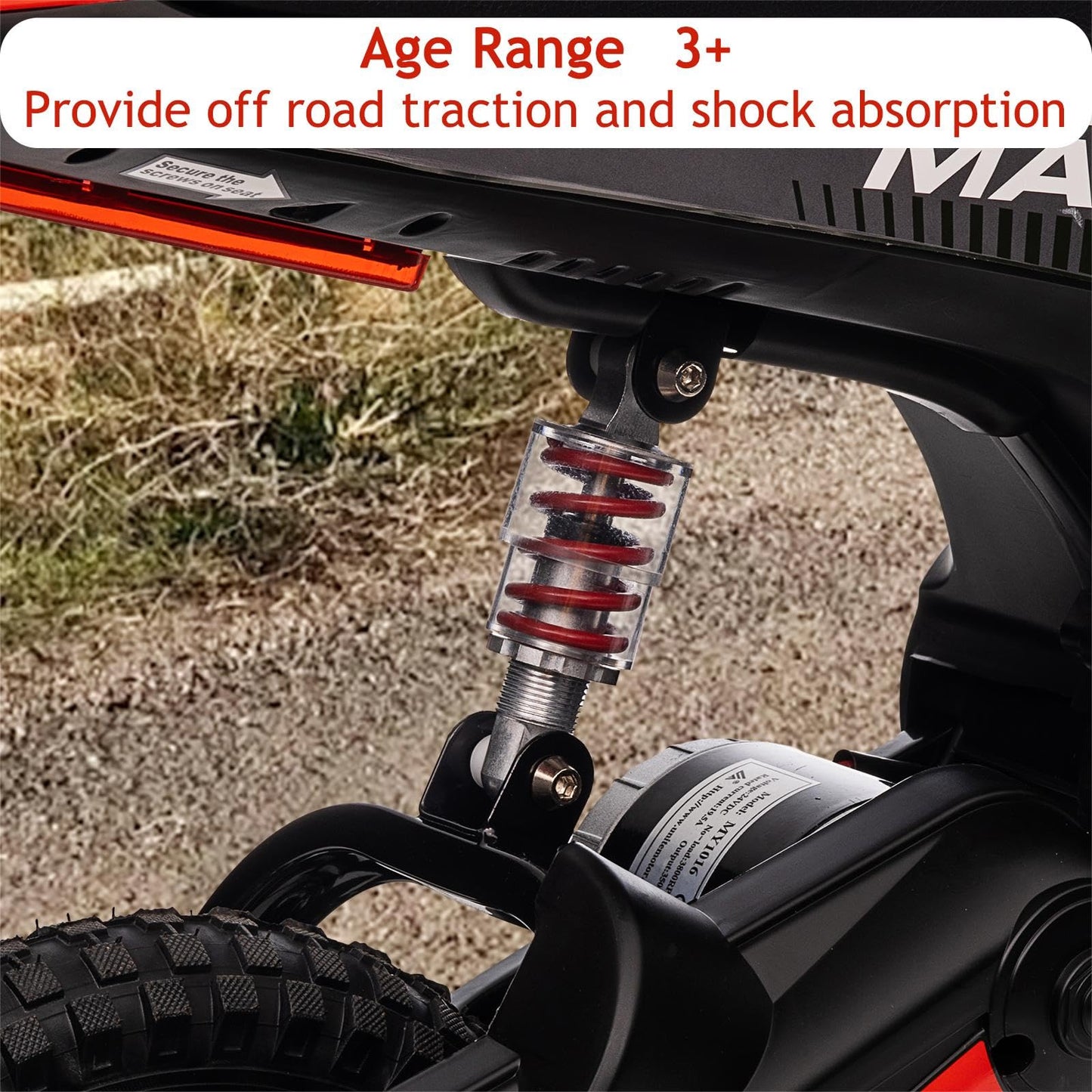 Garvee Ride - T Series: 24V-10A 350W Ride On Electric Dirt Bike For Kids Ages 13+, 14.29MPH, 3-Speed - Red-7