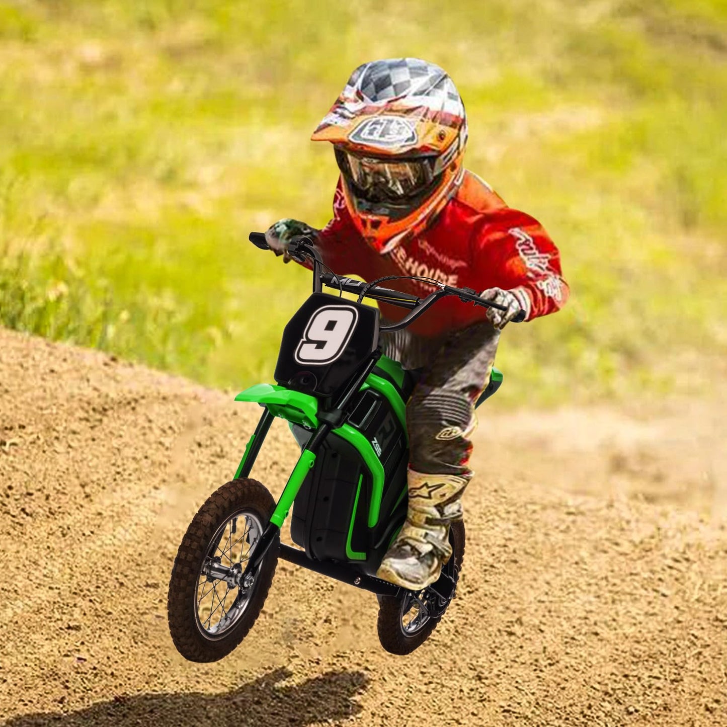 Garvee Ride - T Series: 24V-10A 350W Ride On Electric Dirt Bike For Kids Ages 5-17, 14.29MPH, 3-Speed - Green-7