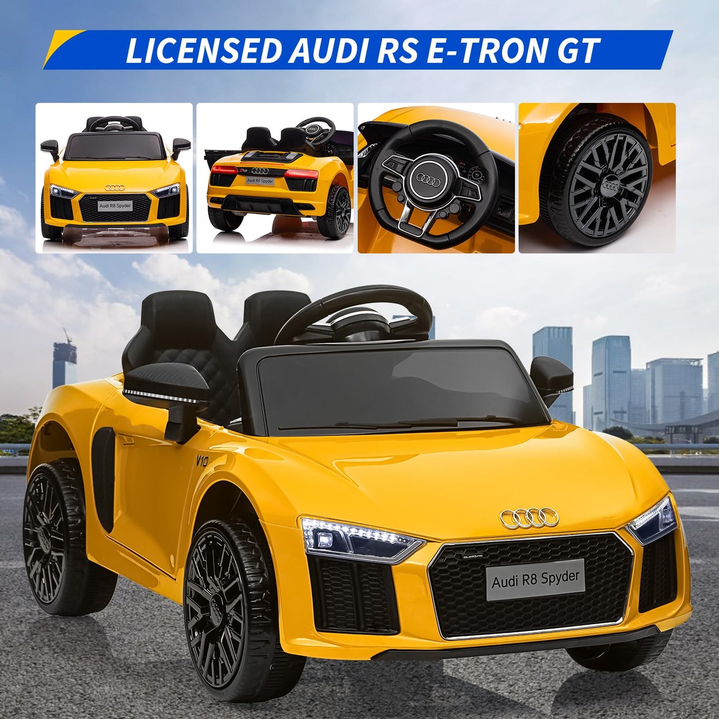 Garvee Ride - P Series: 12V Power Battery Electric Vehicles for 3-7 Toddlers, Licensed Toy Car with Remote Control, MP3 Player - Yellow