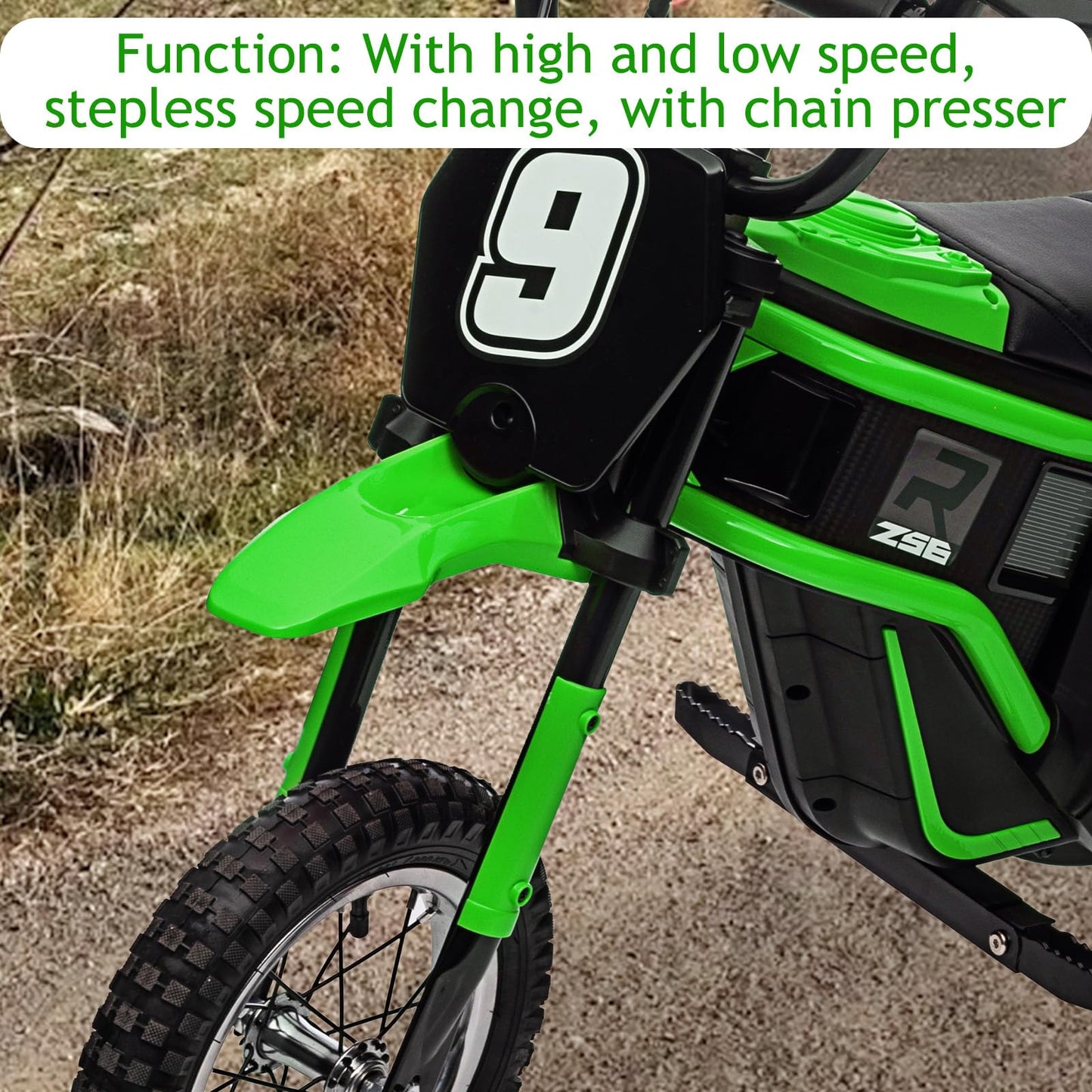 Garvee Ride - T Series: 24V-10A 350W Ride On Electric Dirt Bike For Kids Ages 5-17, 14.29MPH, 3-Speed - Green-7