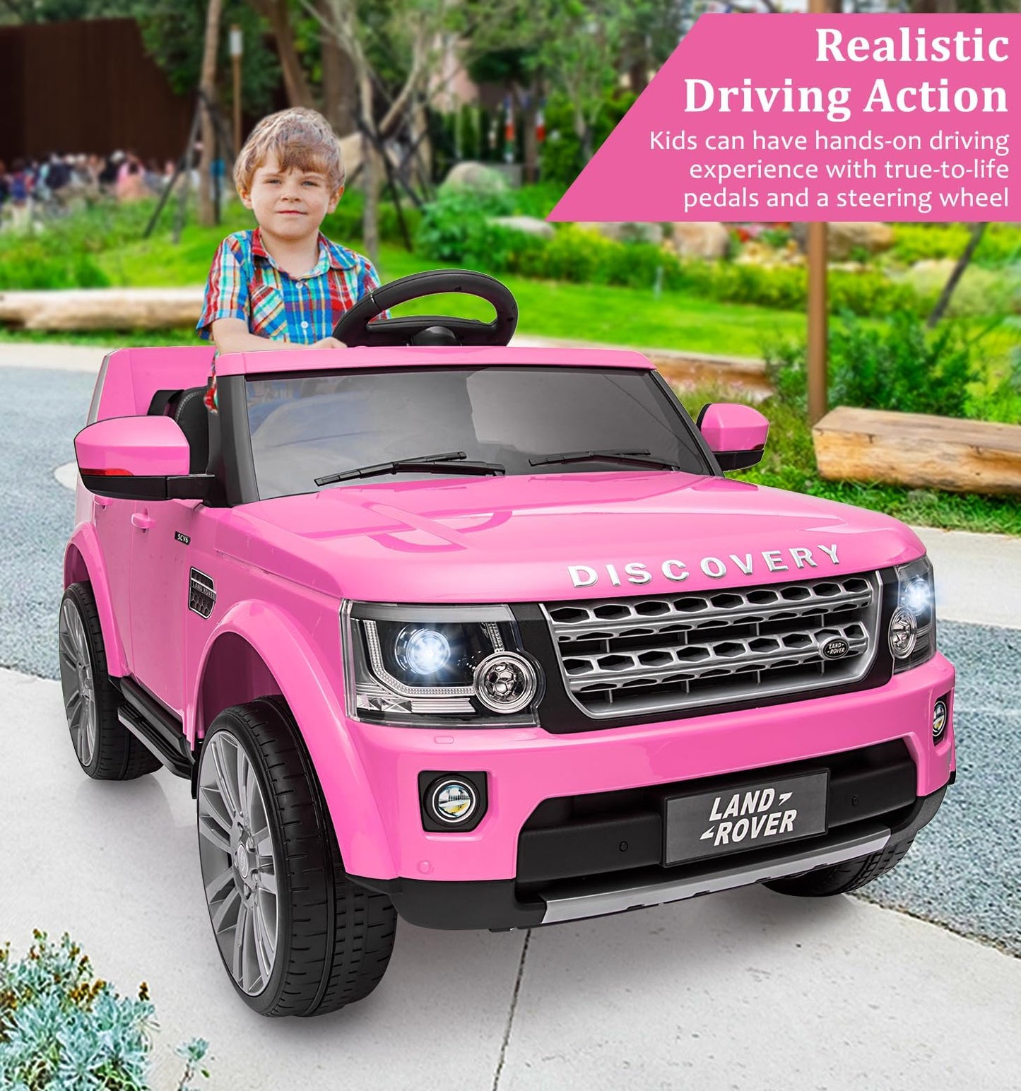 Garvee Ride - P Series: 12V, 4.5 MPH, Remote Control, Music Player, MP3, LED Lights, USB, FM Radio, Pink, Ages 3-8
